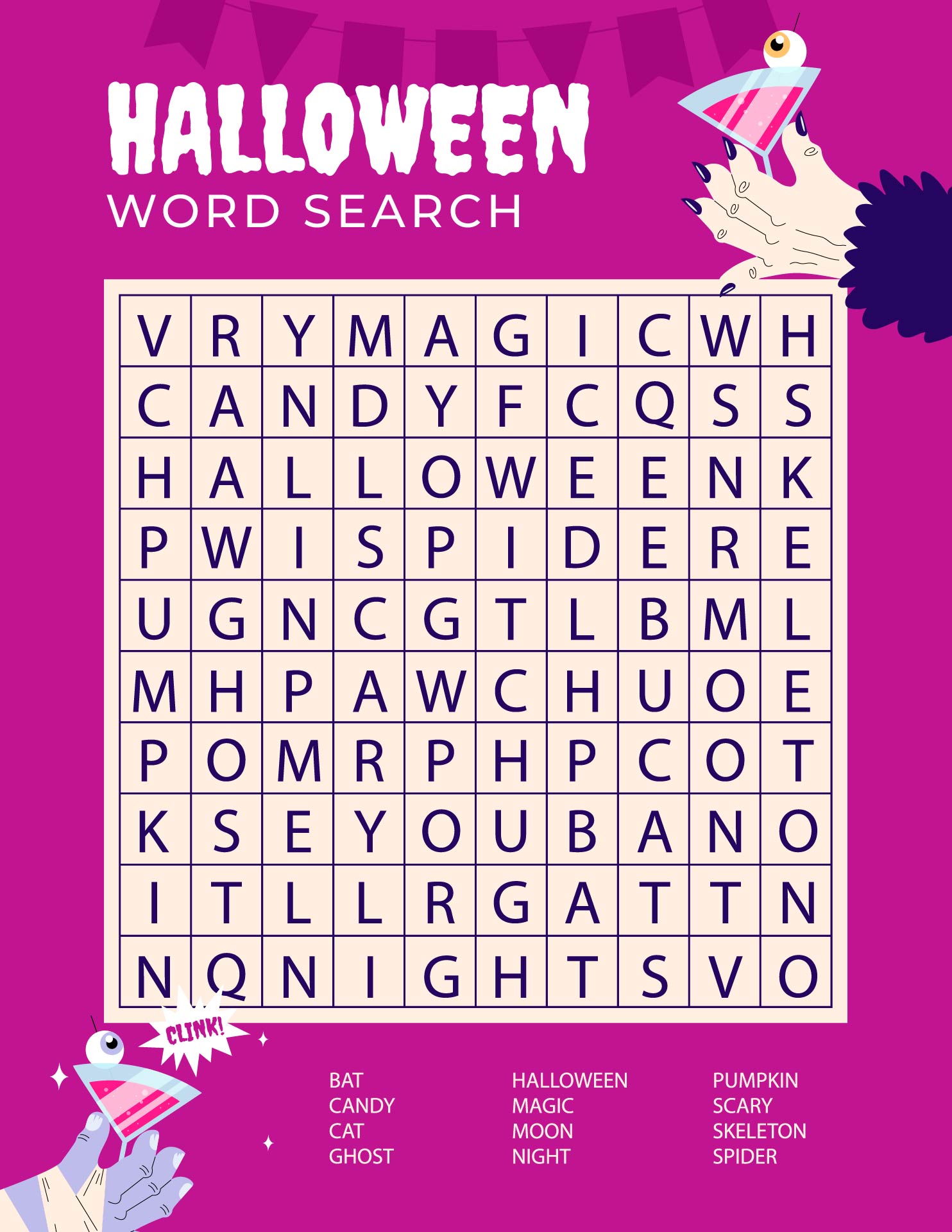 Halloween Party Word Search Printable