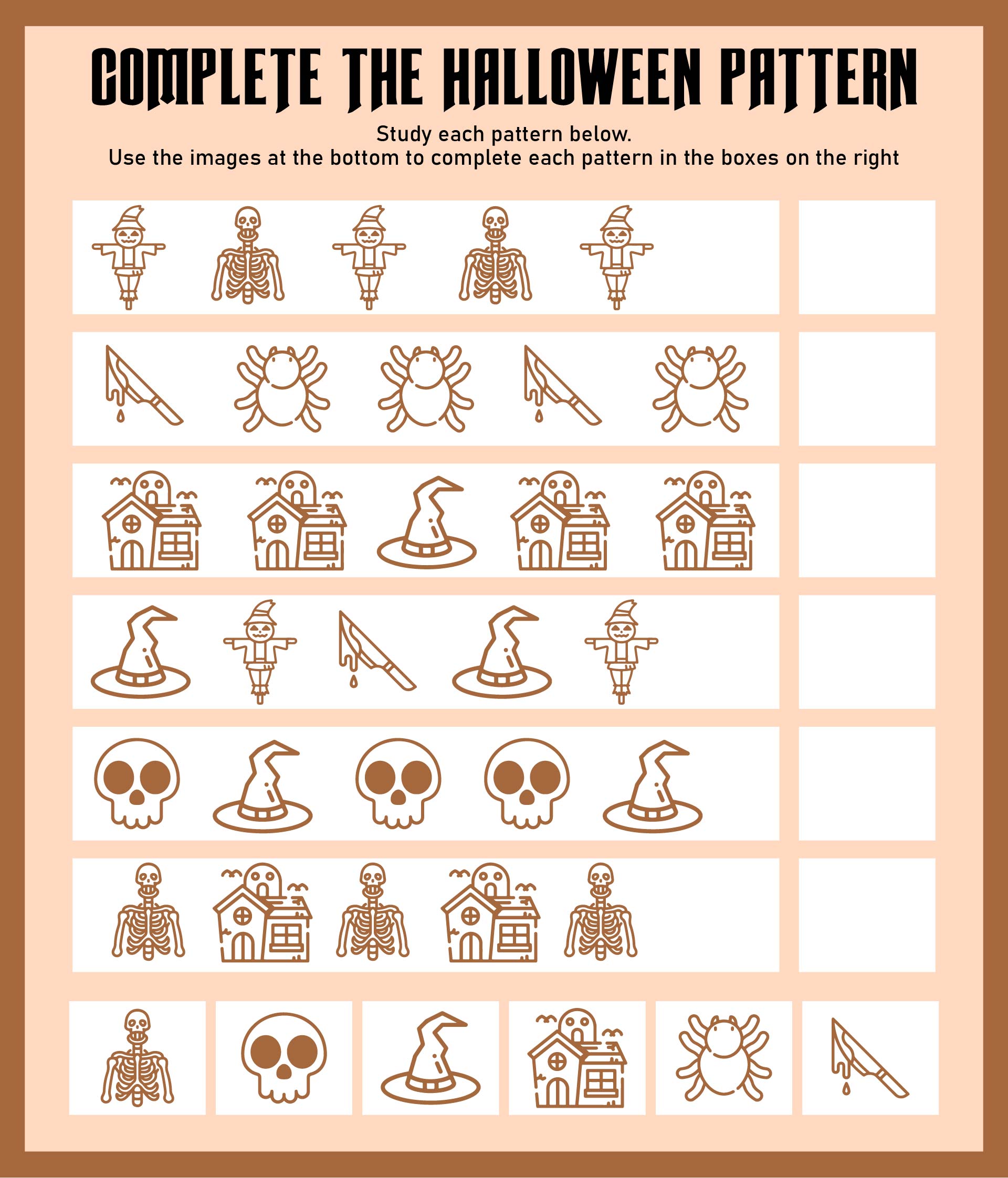 Halloween Patterns Printable Worksheets For Teachers