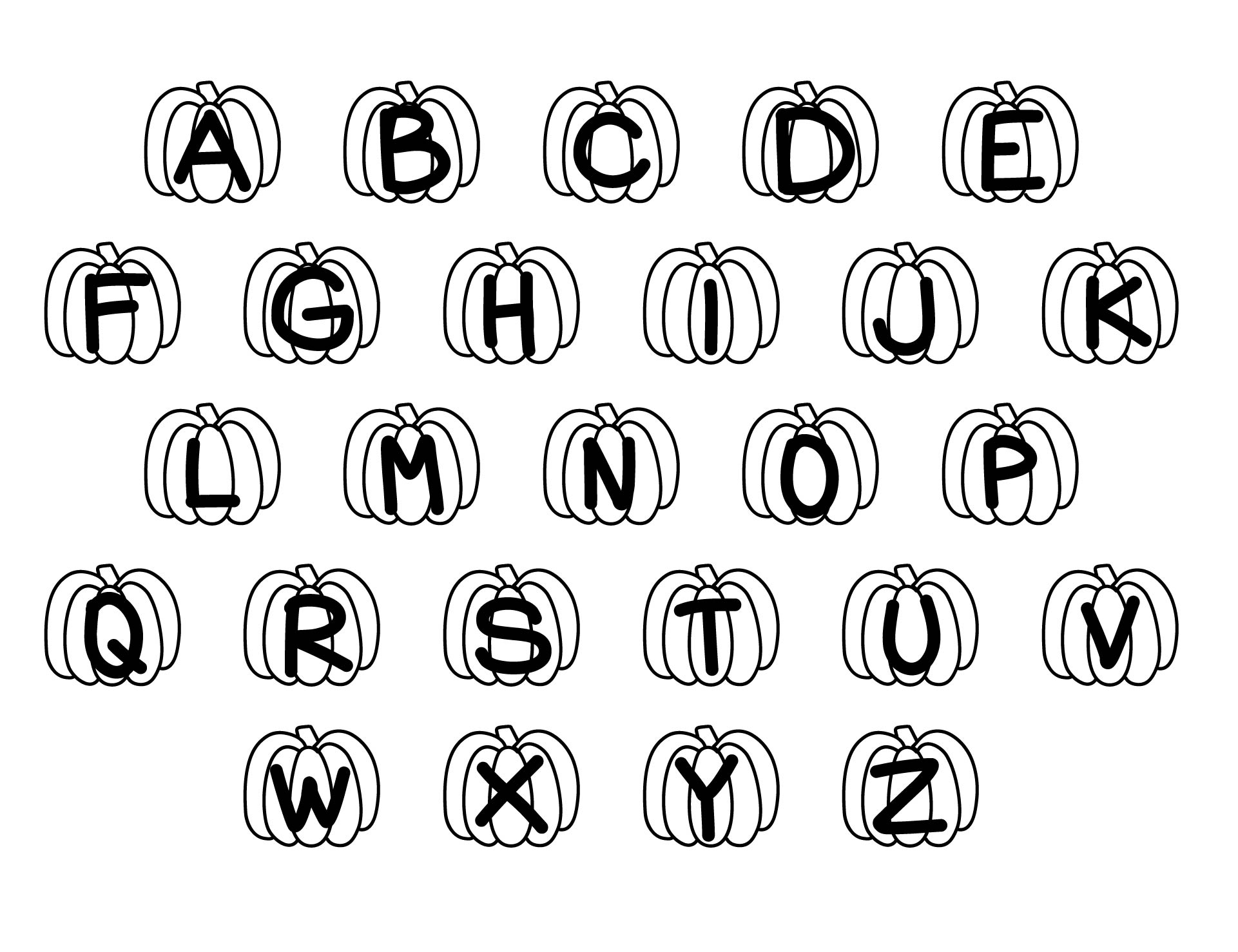 Halloween Preschool Alphabet Coloring Page Printable
