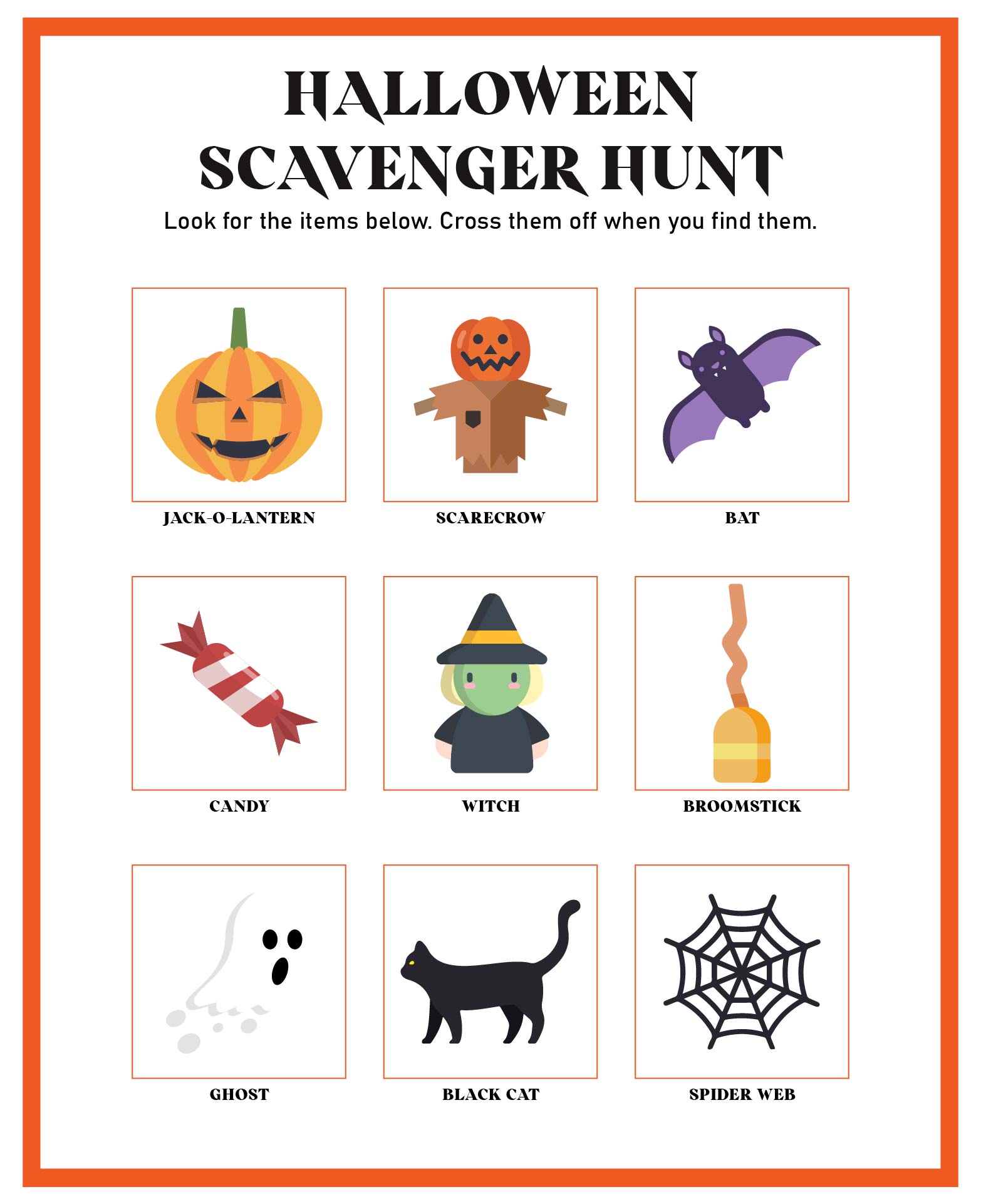 Halloween Scavenger Hunt Printable Activity For Kids