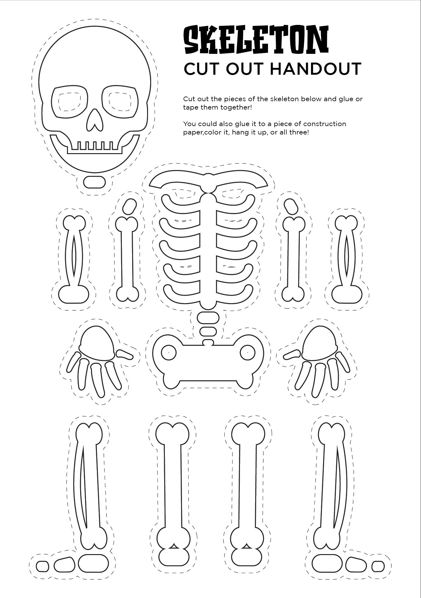 Halloween Skeleton Cut Out Handout Printable