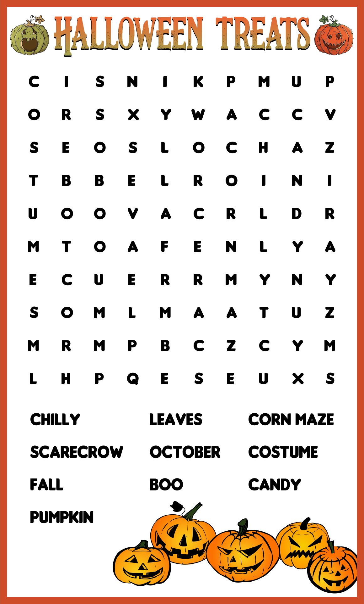 Halloween Treats Word Search Printables For Kids