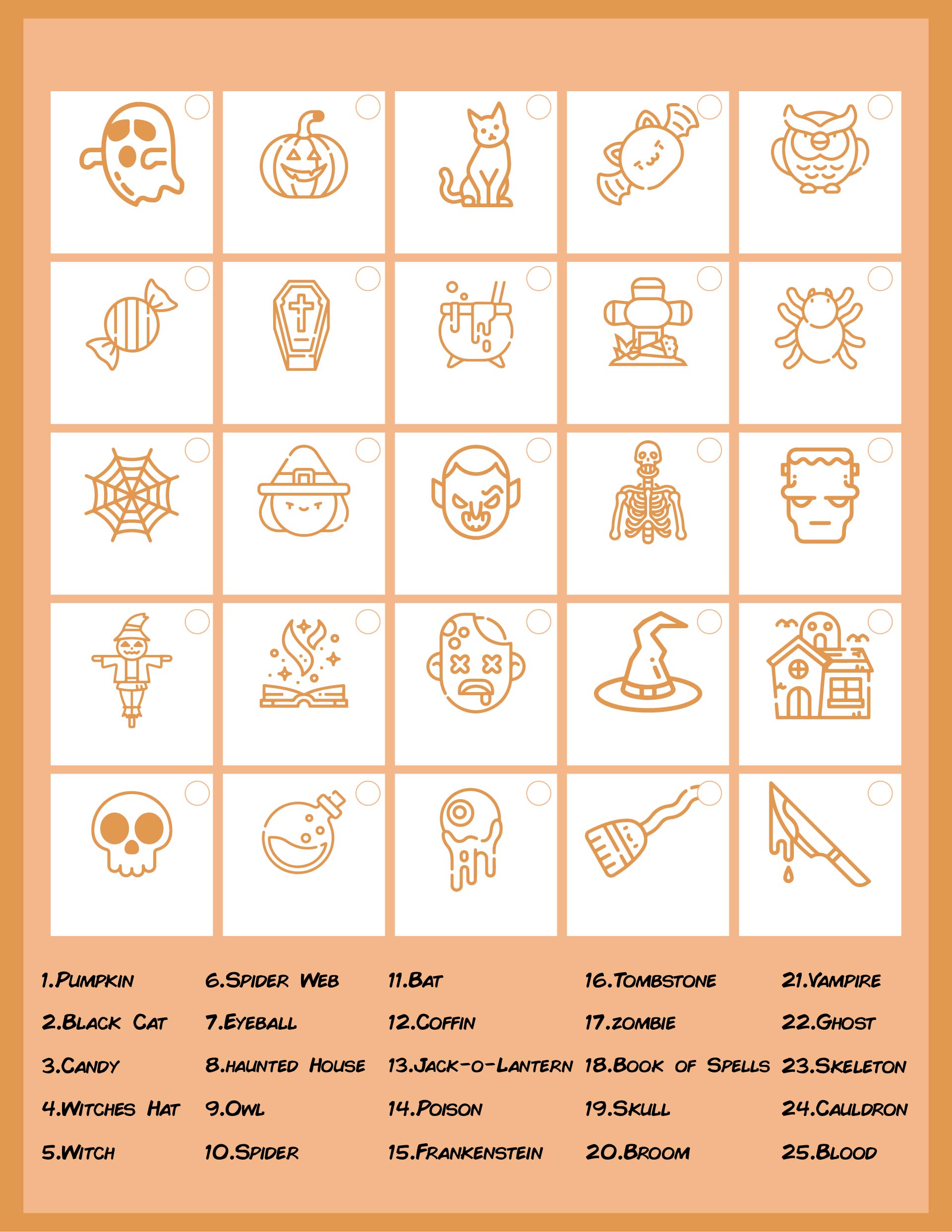 Halloween Vocabulary Printable Worksheets