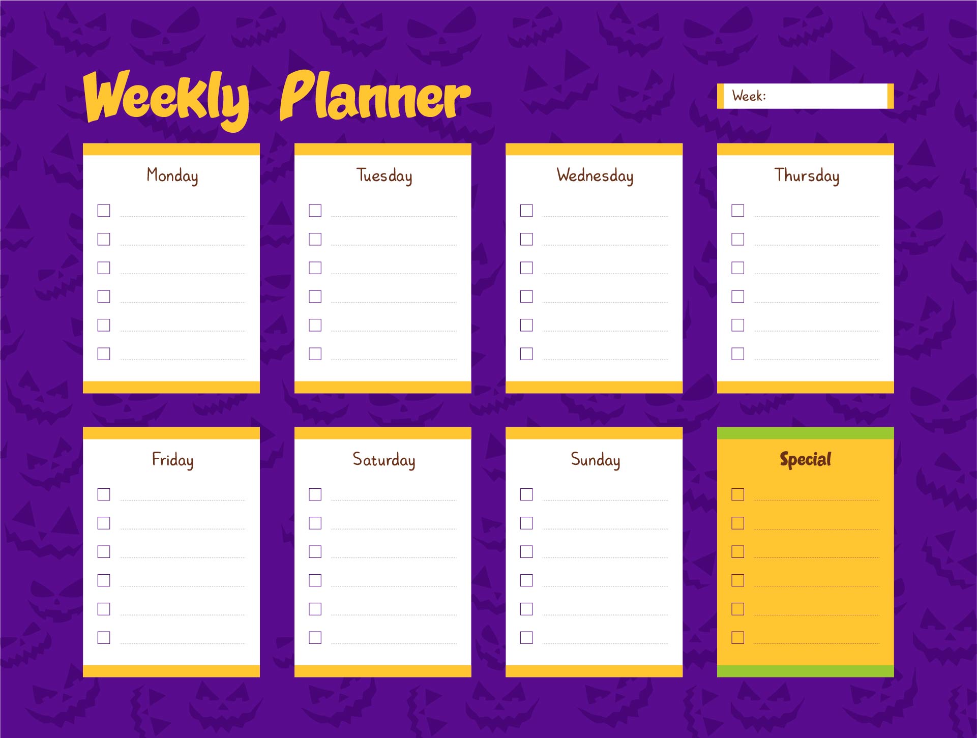 Halloween Weekly Planner Page Template To Do List Printable