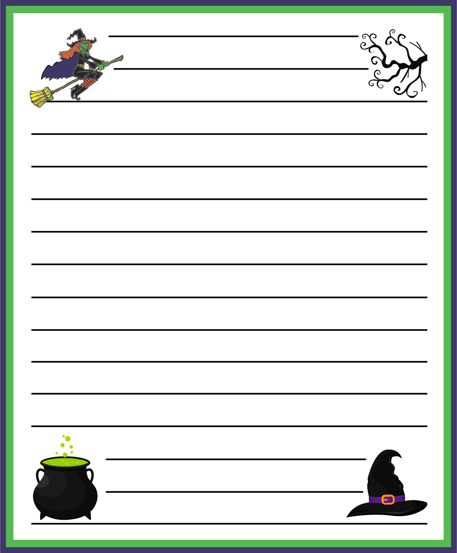 Halloween Witch Stationery Printable Writing Paper For Kids