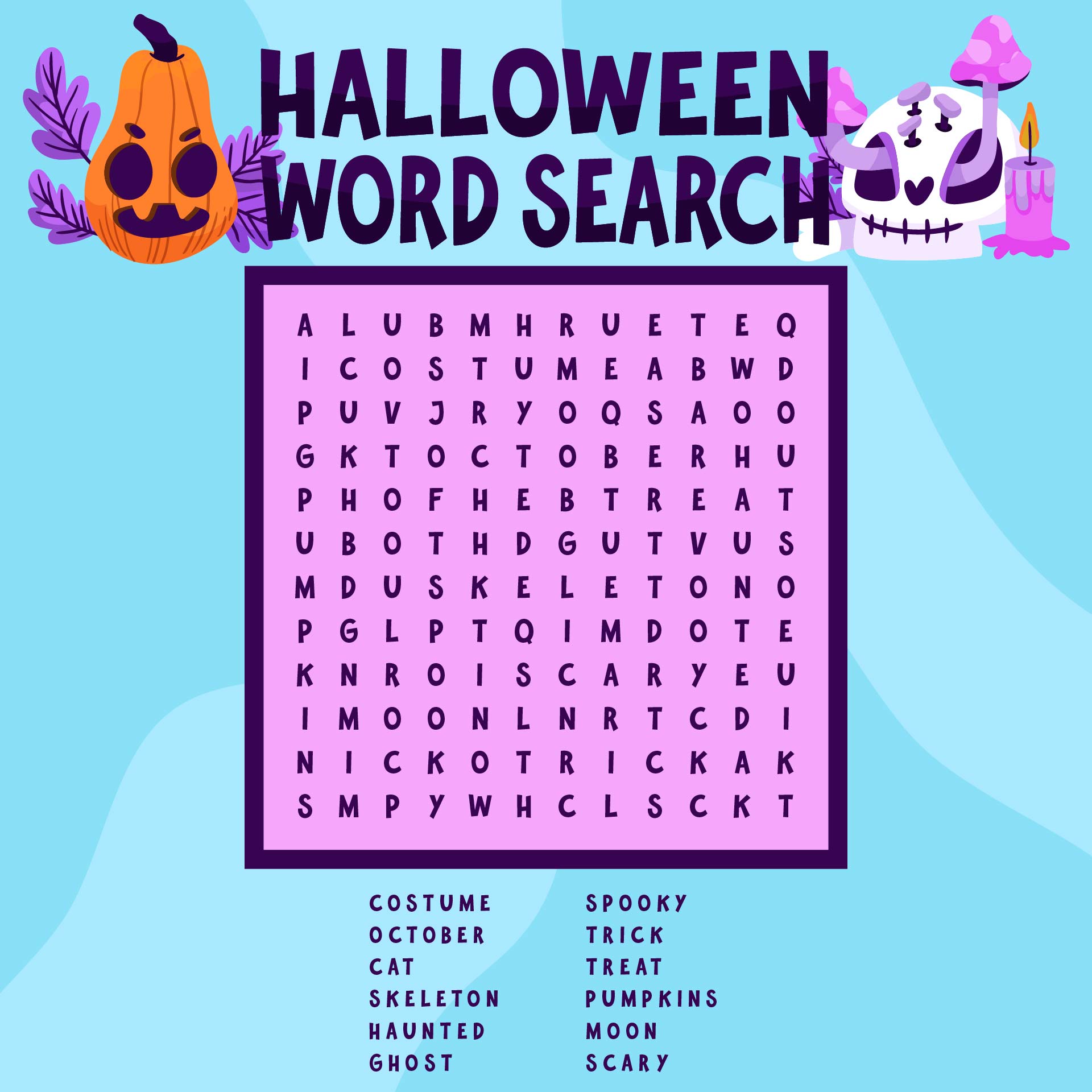 Hard Halloween Word Search Printable