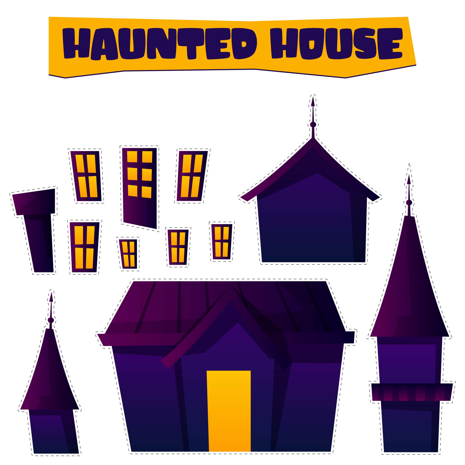 Haunted House Halloween Kids Craft Printable Template