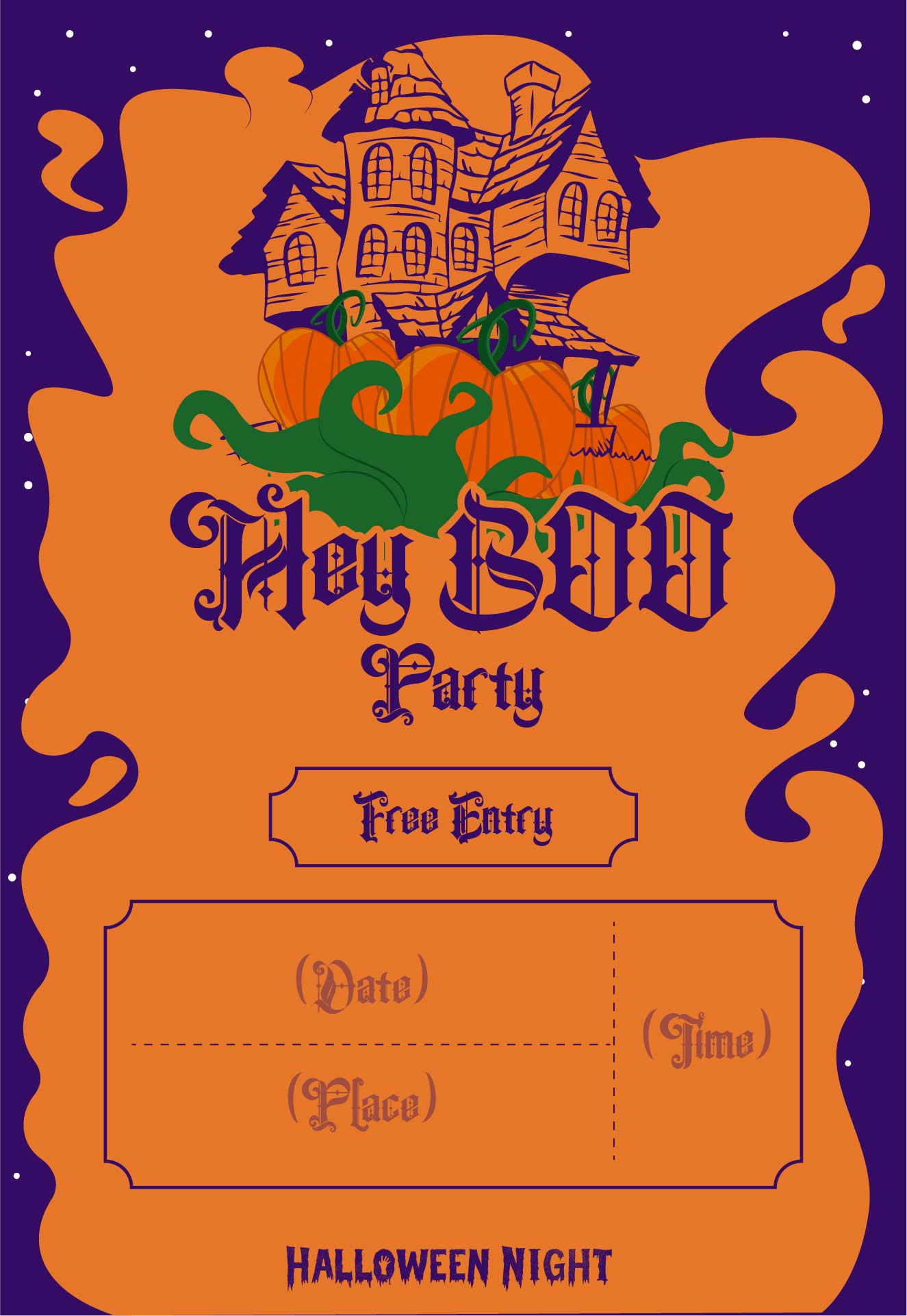 Hey Boo Halloween Party Poster Printable