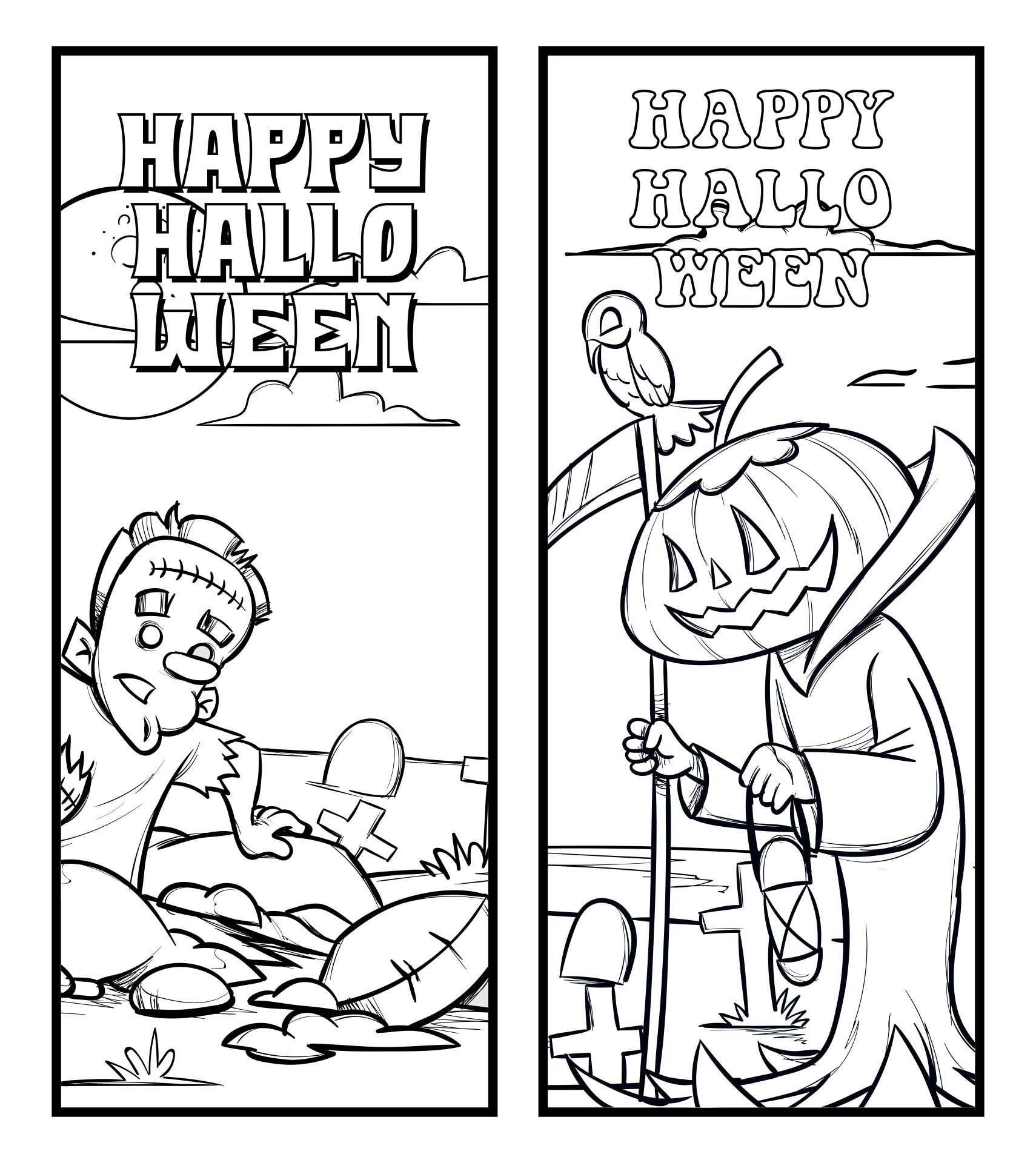 Holidays Printable Bookmark Halloween Coloring Page For Kids