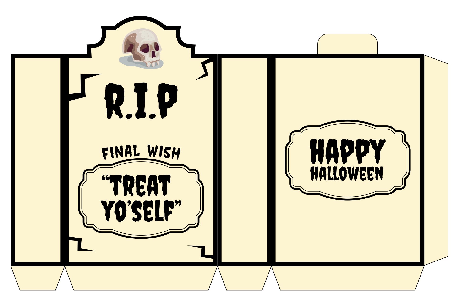 Mini Gravestone Halloween Treat Bags Printable Template