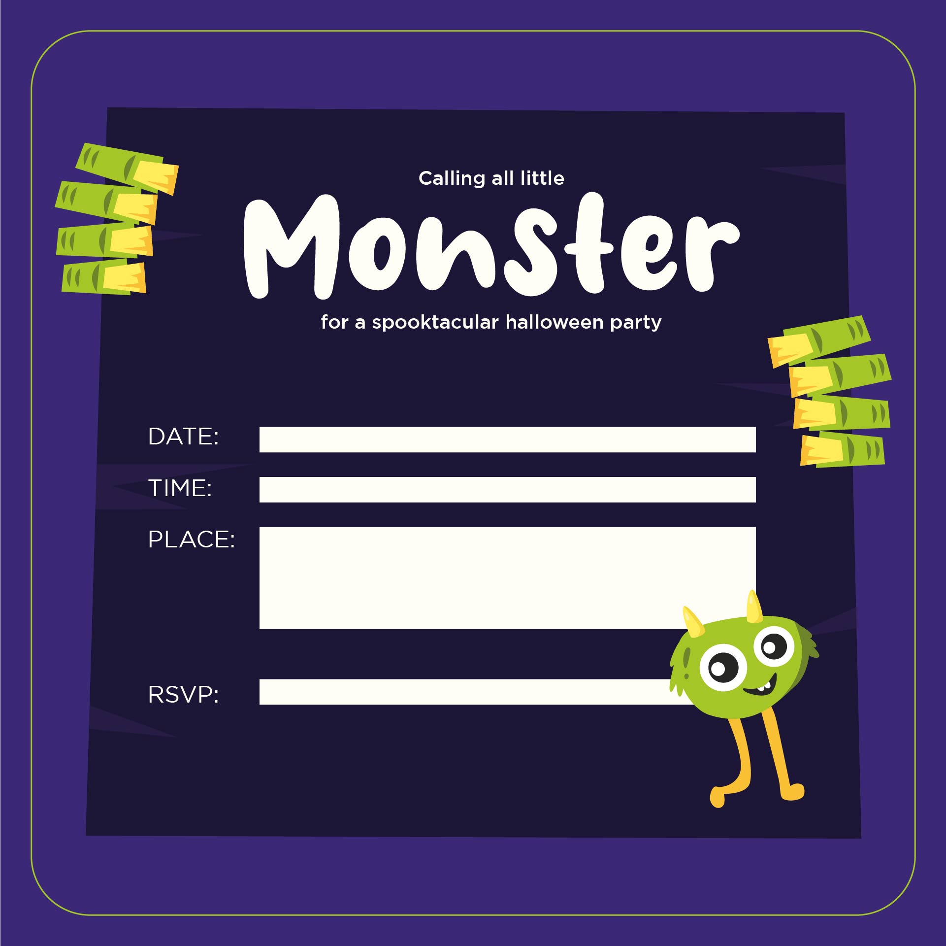 Monsters Halloween Invitations Printable