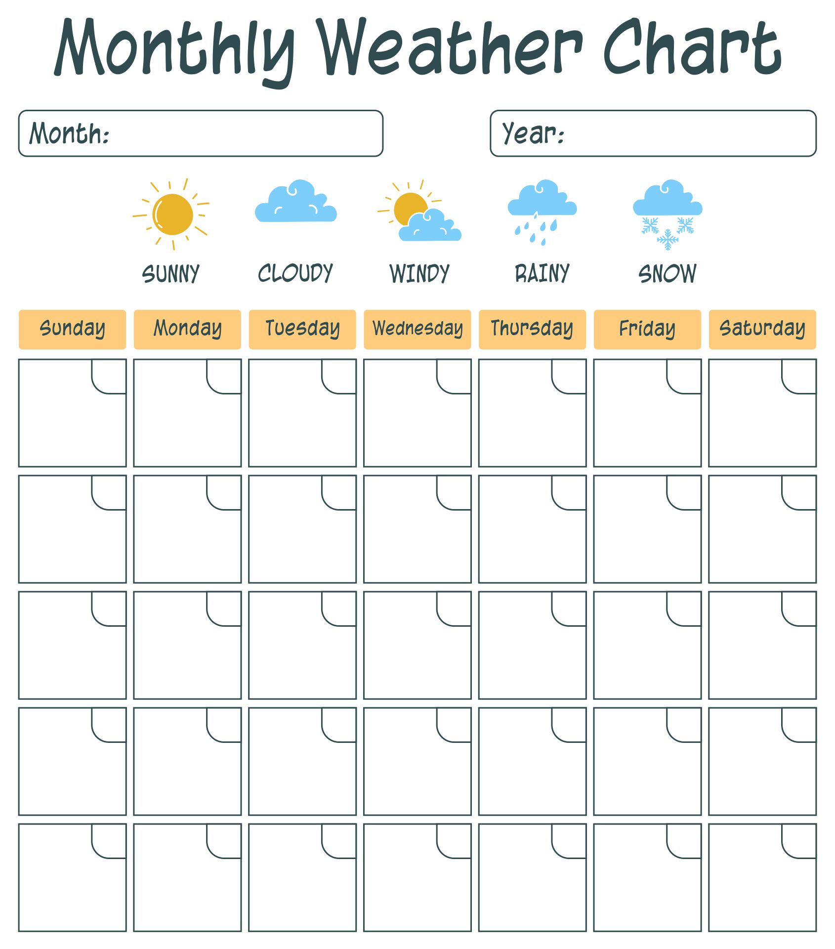 Monthly Weather Chart For Kids Printables
