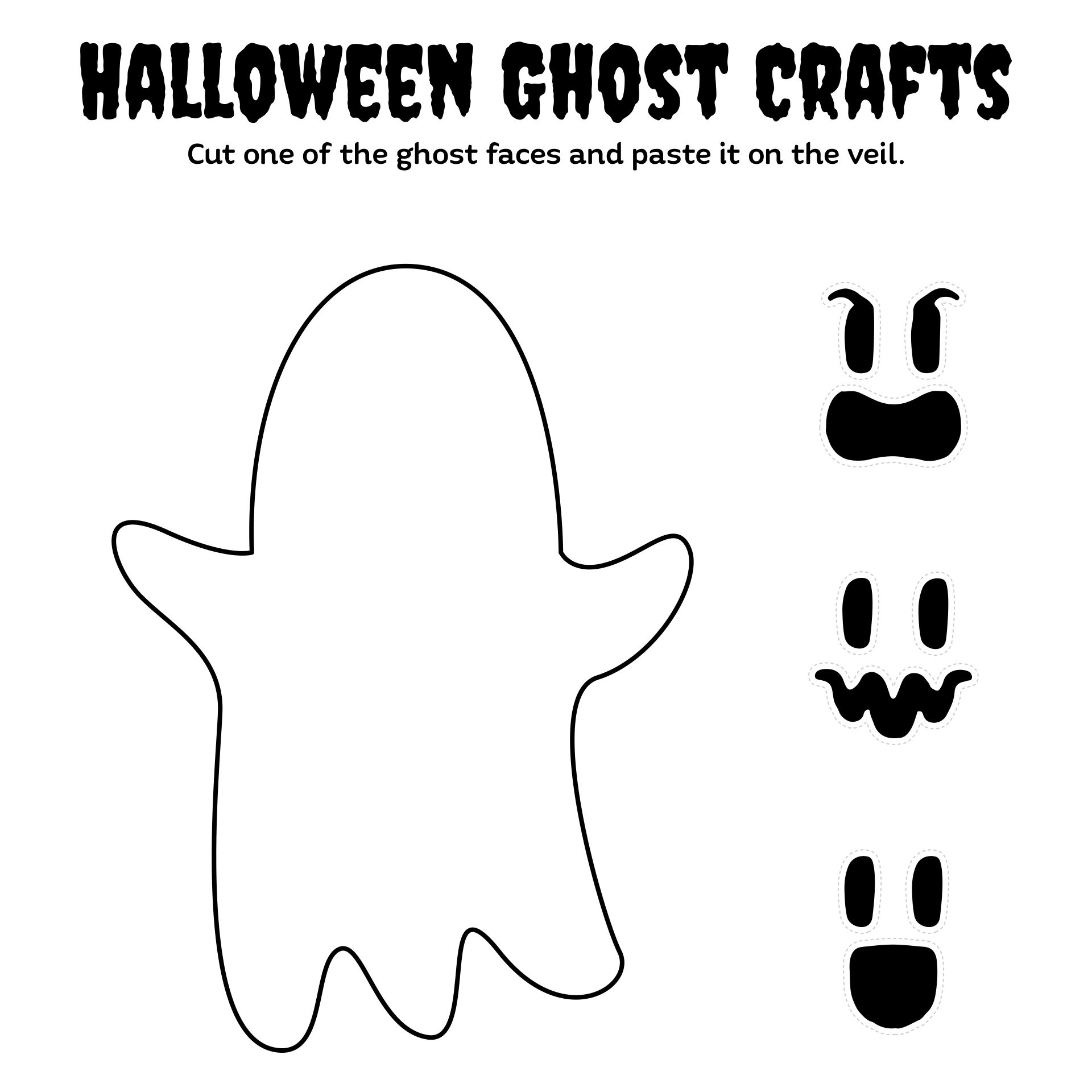 Non-Spooky Halloween Ghost Crafts For Kids Printable