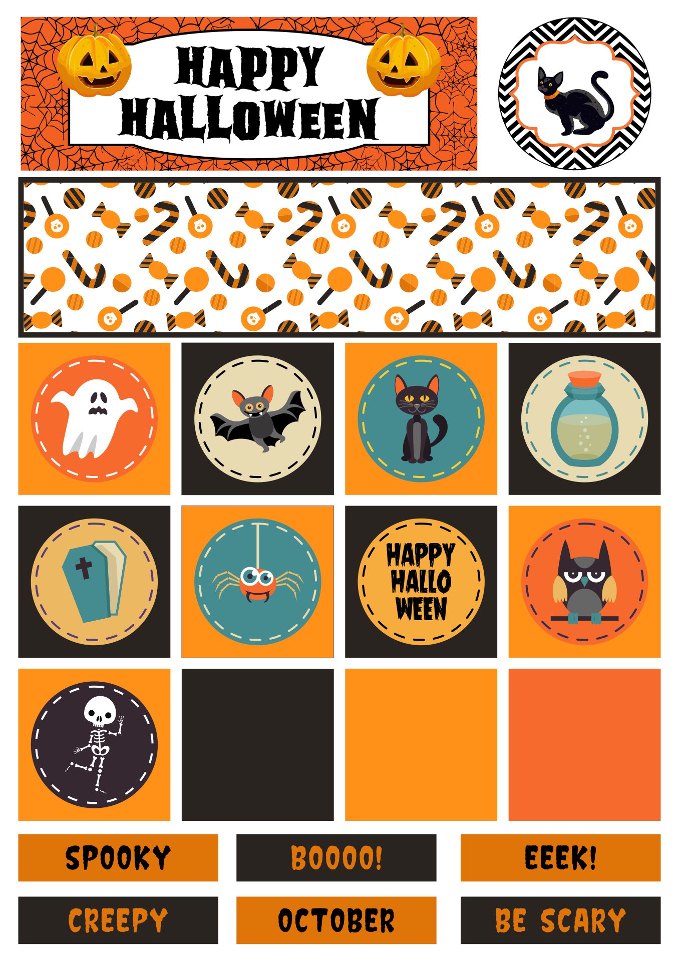 October Halloween Printable Planner Stickers