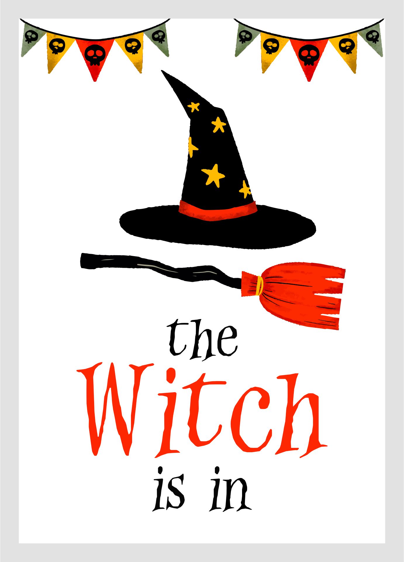 Office Halloween Printable Sign The Witch Is In Workplace