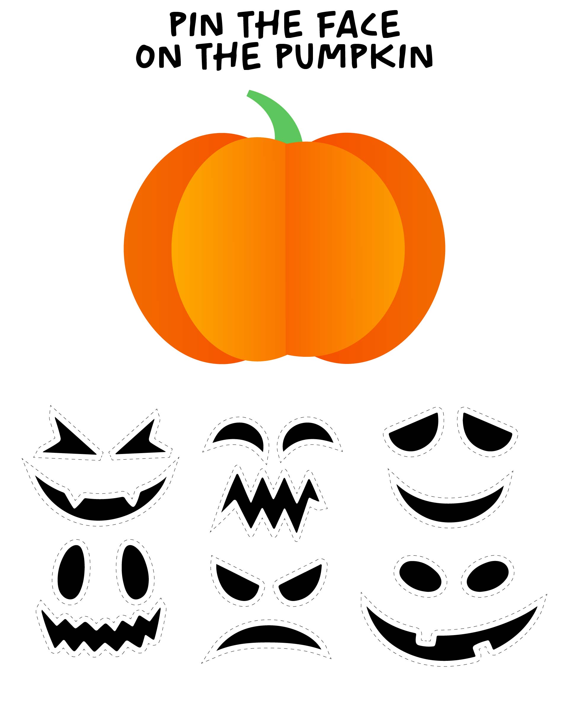 Pin The Face On The Pumpkin Game Printable