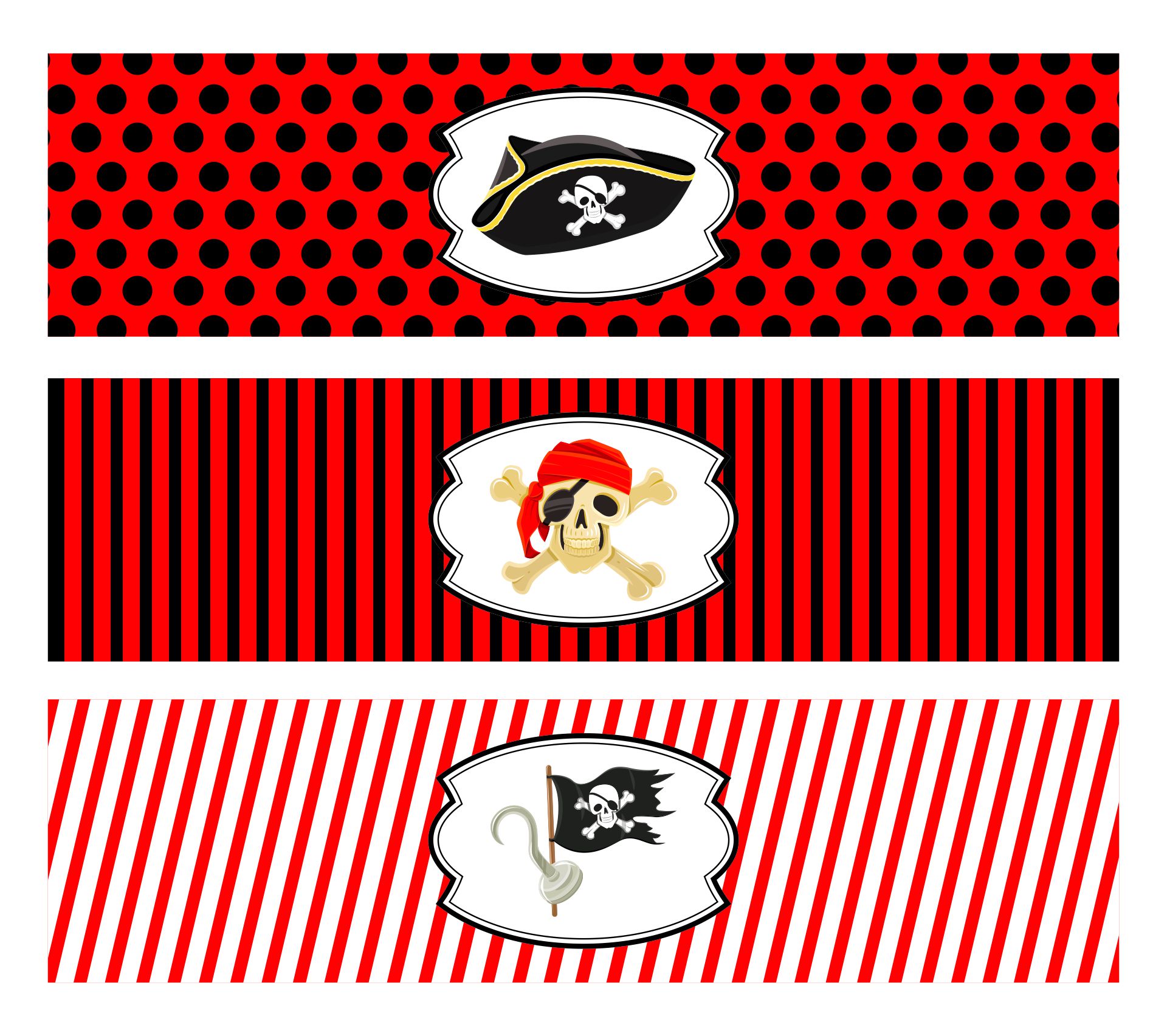 Pirate Party Water Bottle Labels Template Printable Decorations