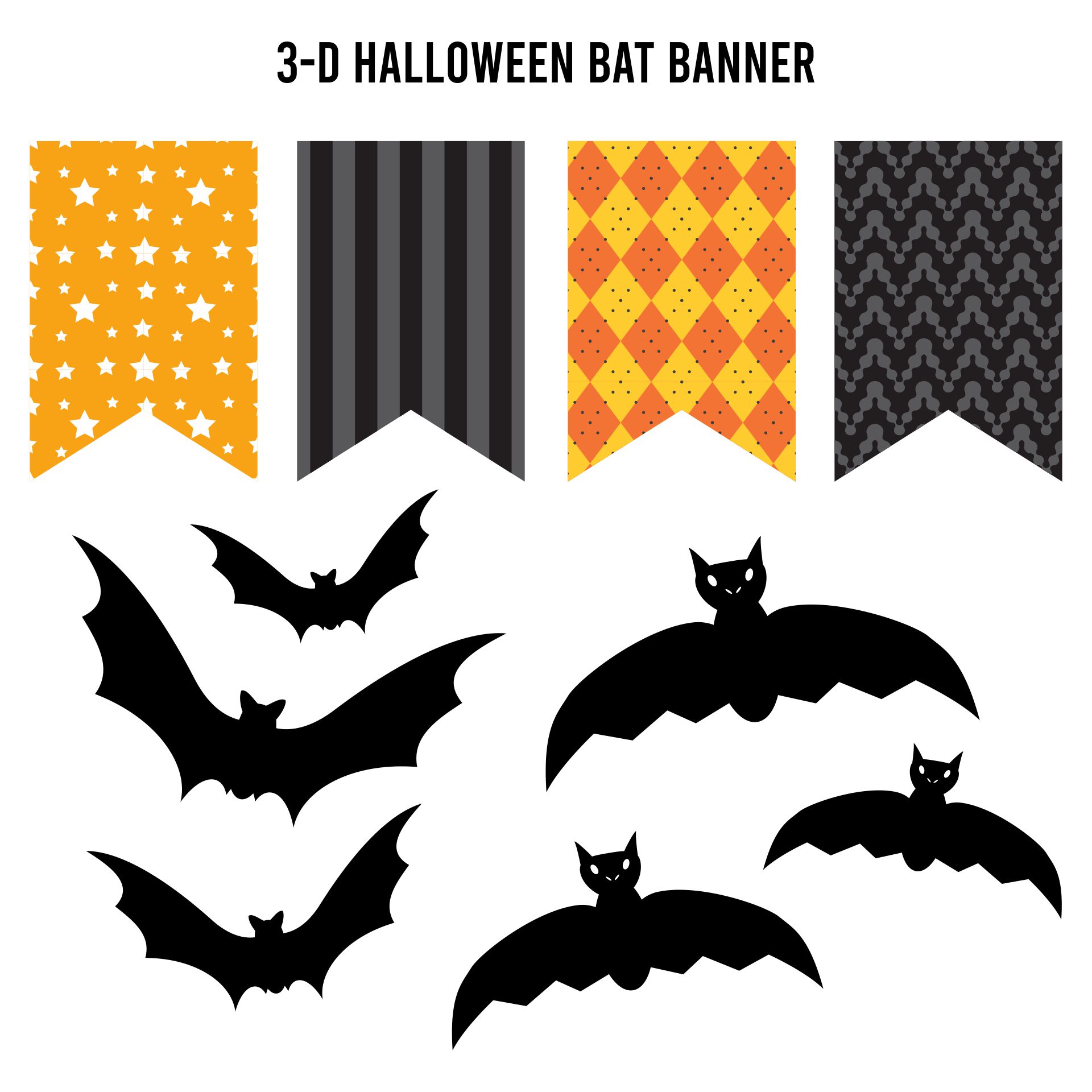 Printable 3-D Halloween Bat Banner Template