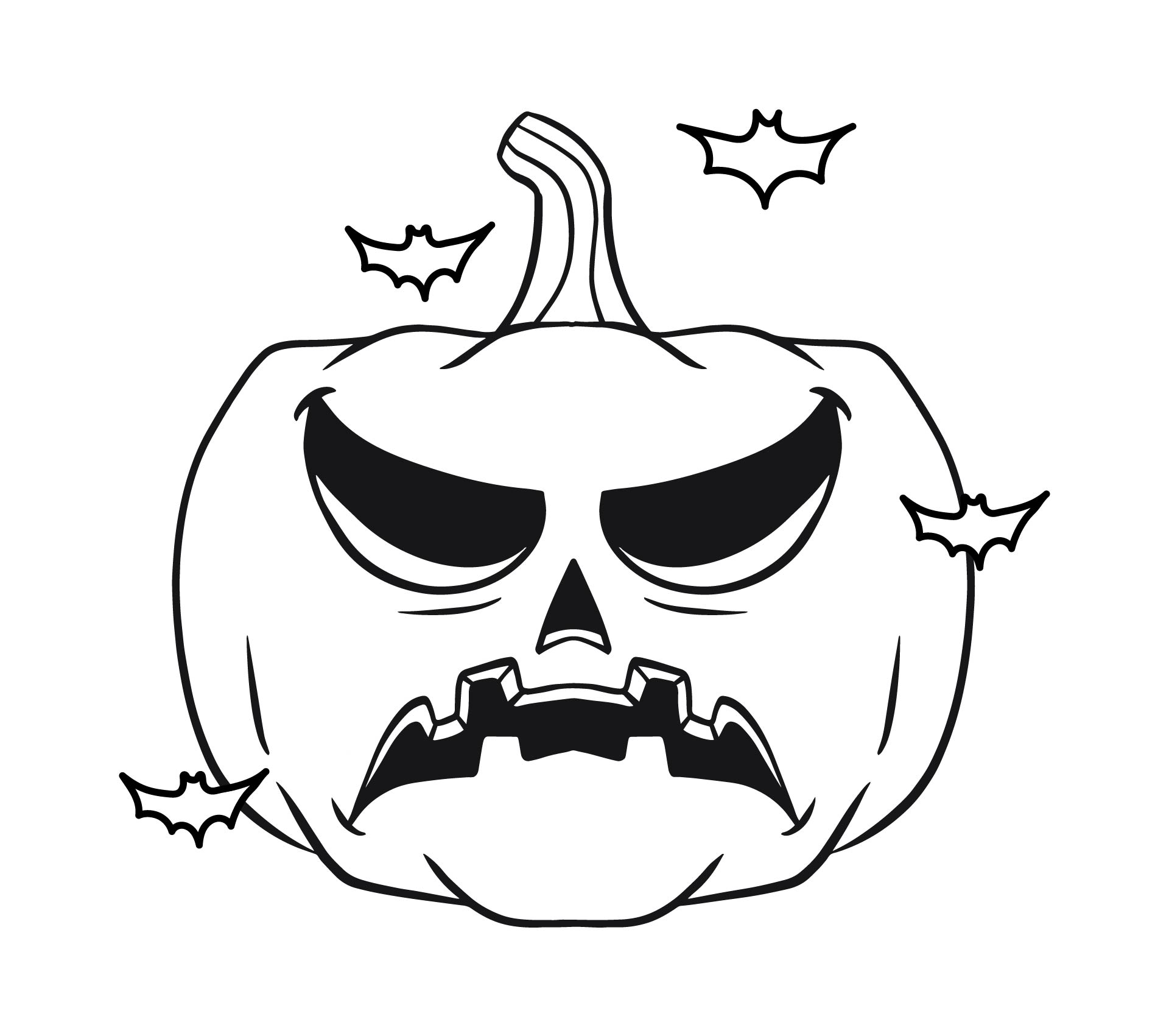 Printable Angry Pumpkin Halloween Coloring Page