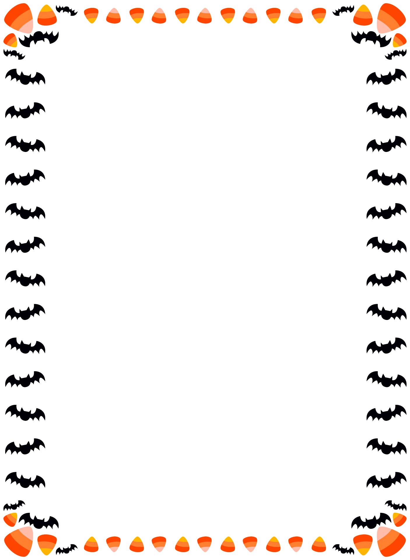 Printable Bats And Candy Corn Halloween Border