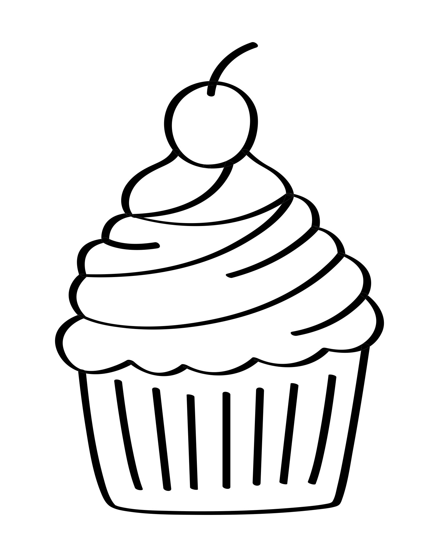 Printable Black And White Birthday Cupcake