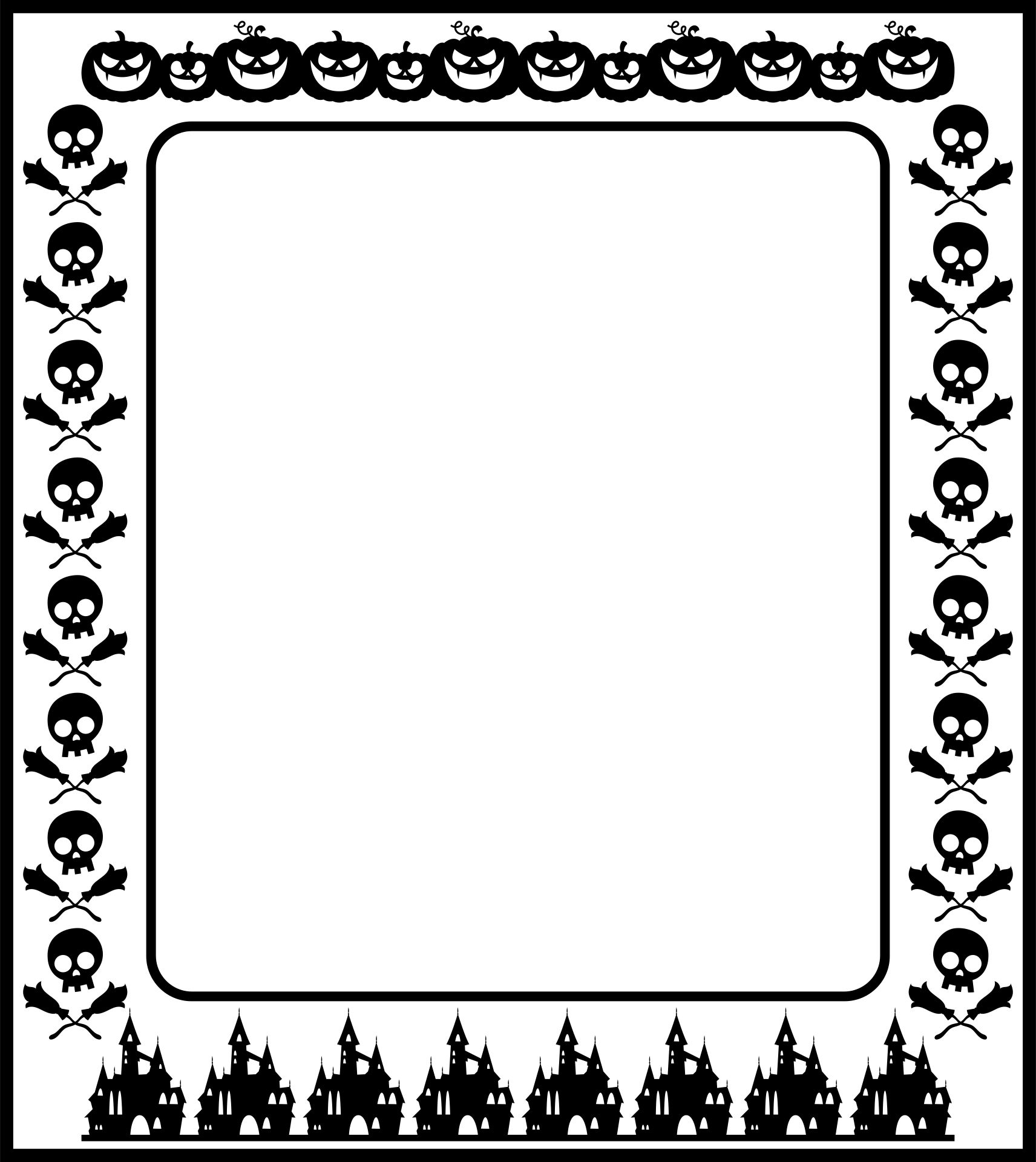 Printable Black And White Halloween Page Border