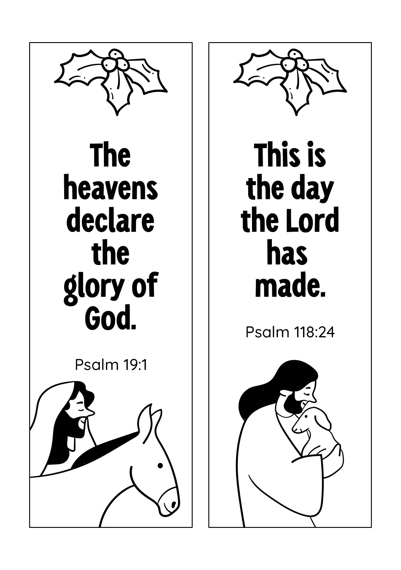 Printable Christmas Coloring Bookmarks With Bible Verses