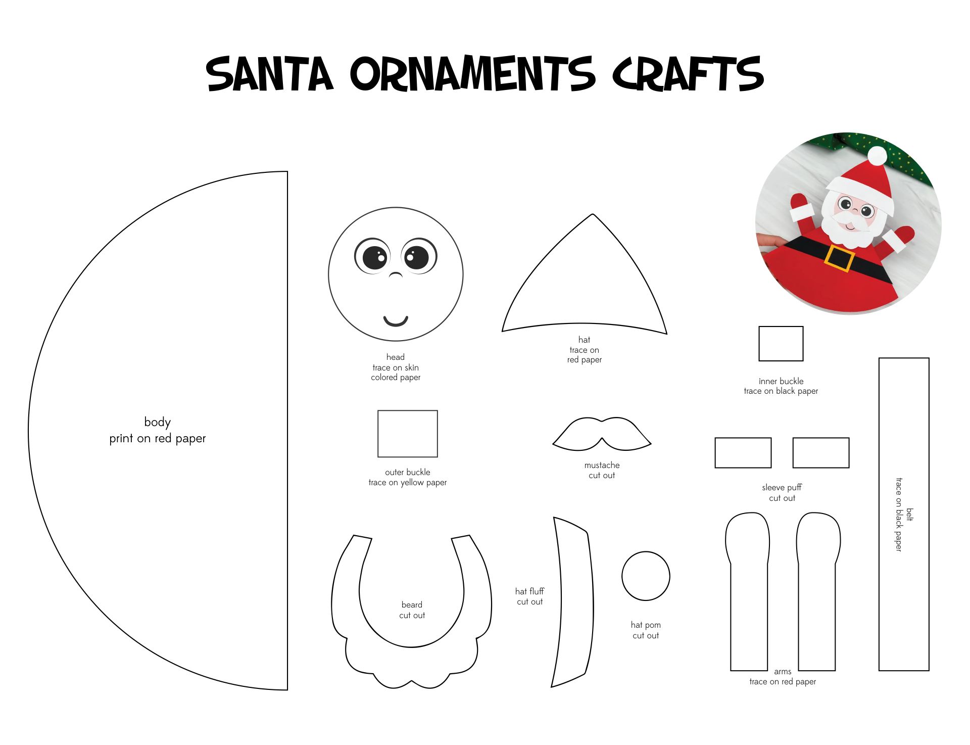 Printable Christmas Ornaments Crafts Kindergarten