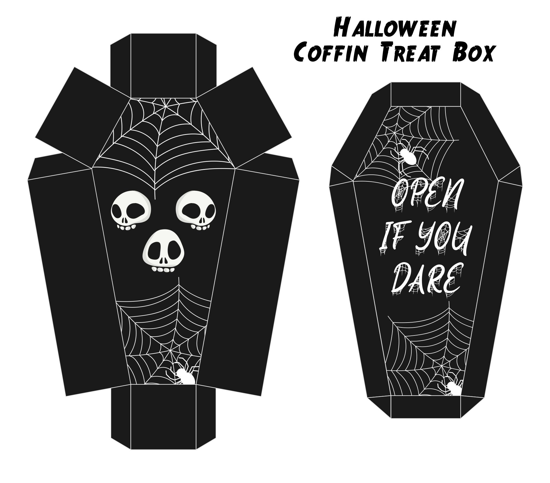 Printable Coffin Treat Boxes For Halloween Candy