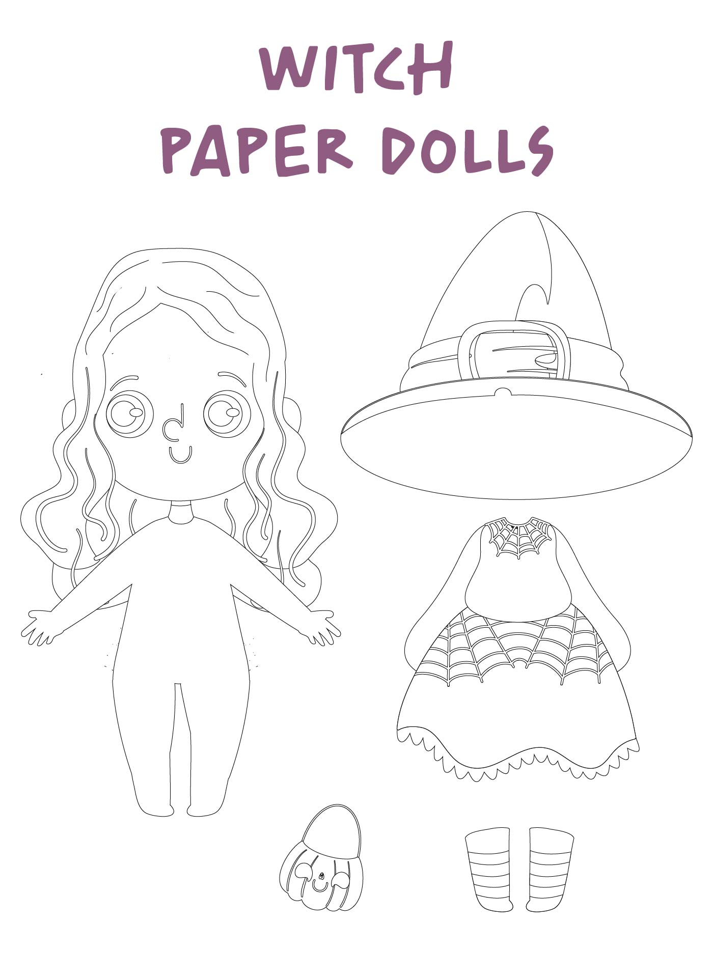 Printable Color Your Own Halloween Paper Dolls