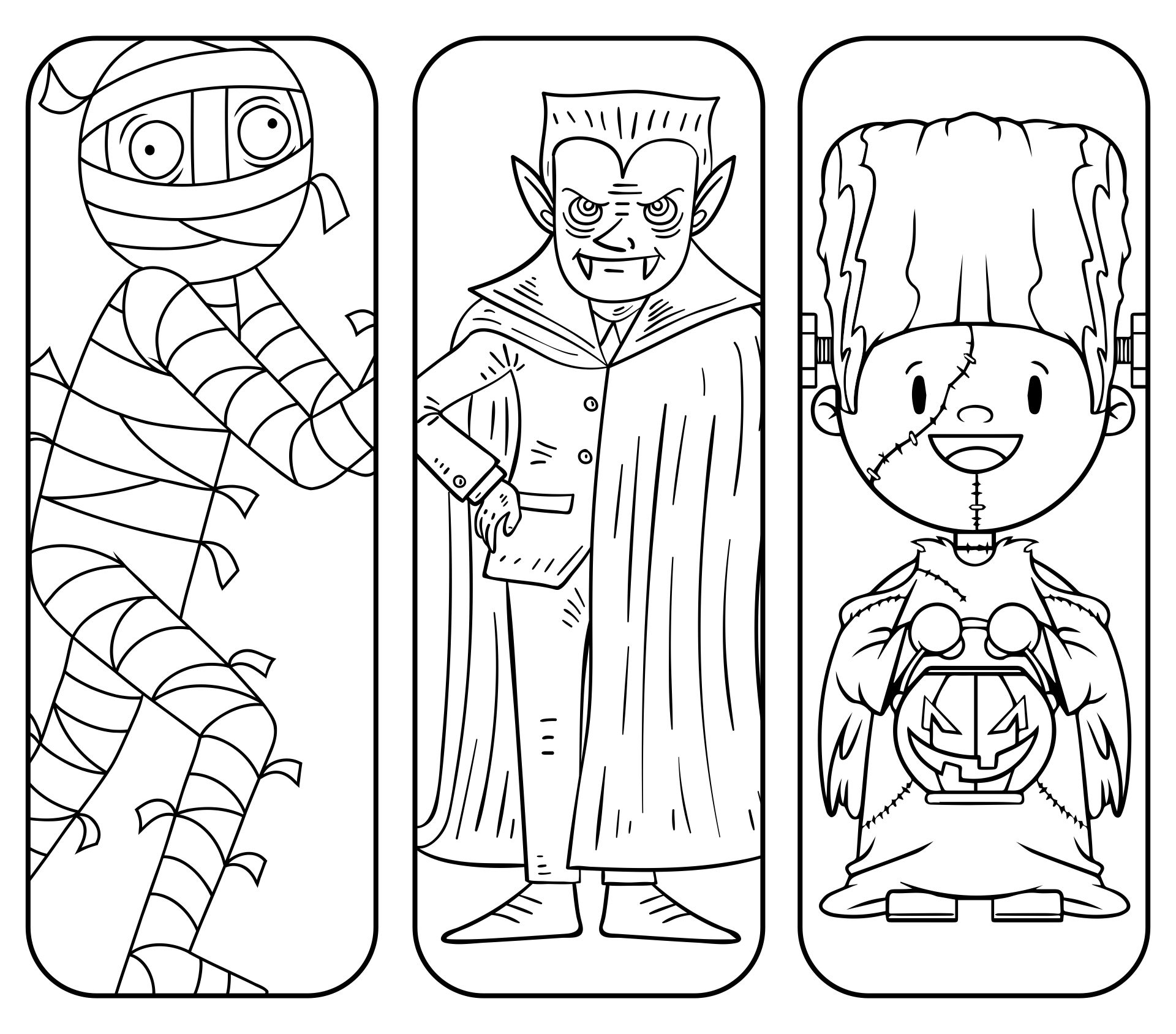 Printable Coloring Halloween Bookmarks To Color