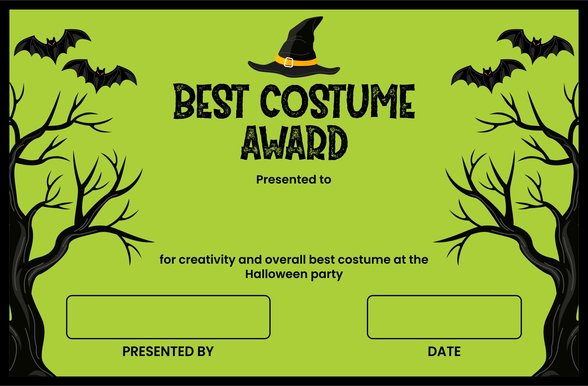 Printable Cool Halloween Costume Awards
