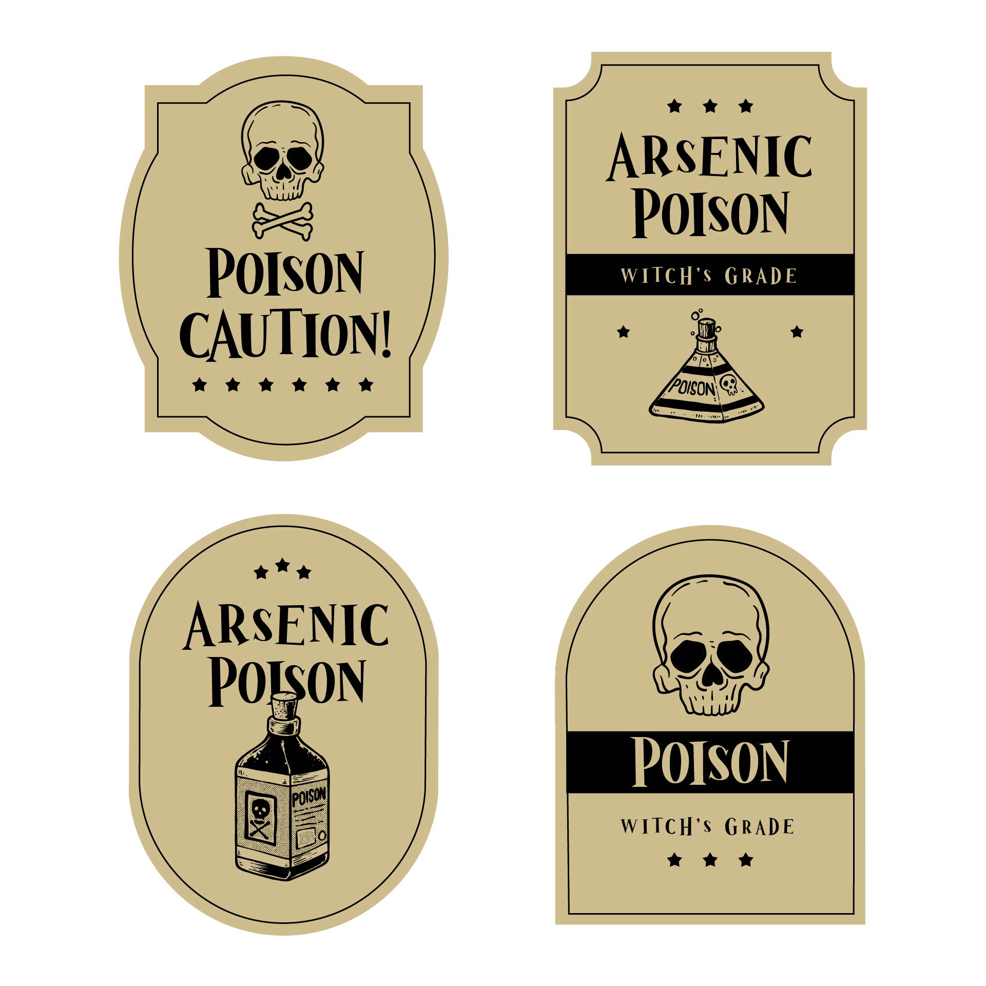 Printable Crafty Poison Halloween Bottles Labels
