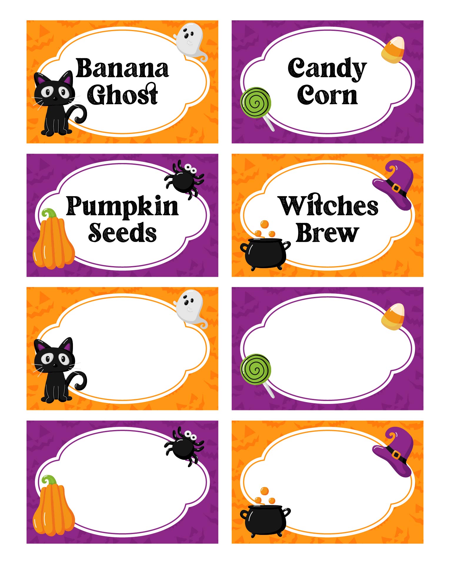Printable Cute Halloween Party Food Labels