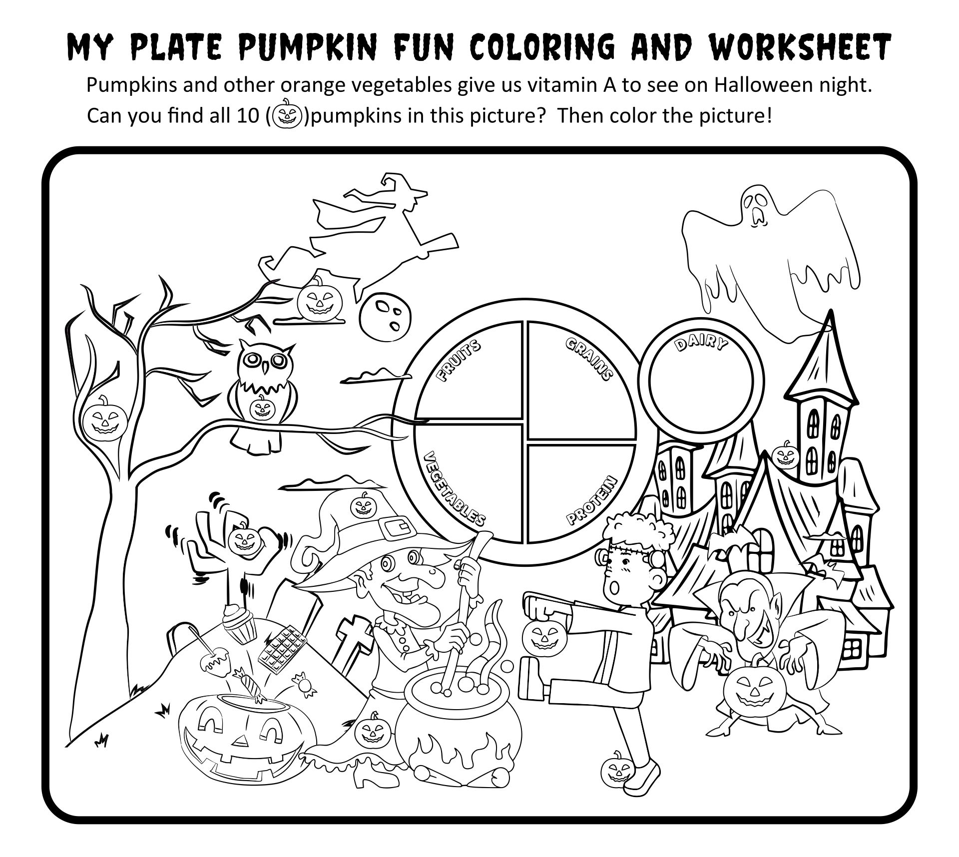 Printable Find The Hidden Pumpkin My Plate Activity Sheet