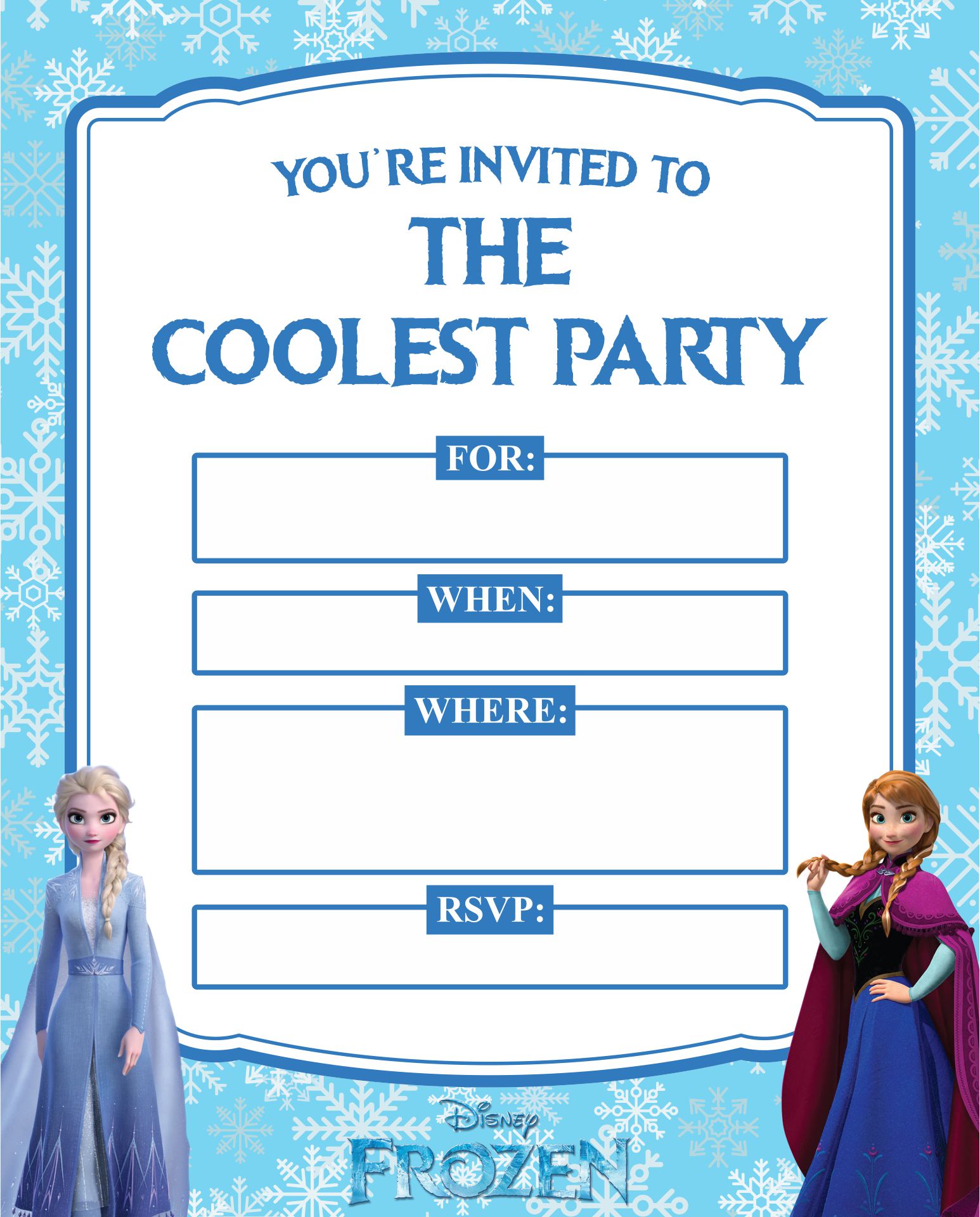 Printable Frozen Anna And Elsa Invitation Templates