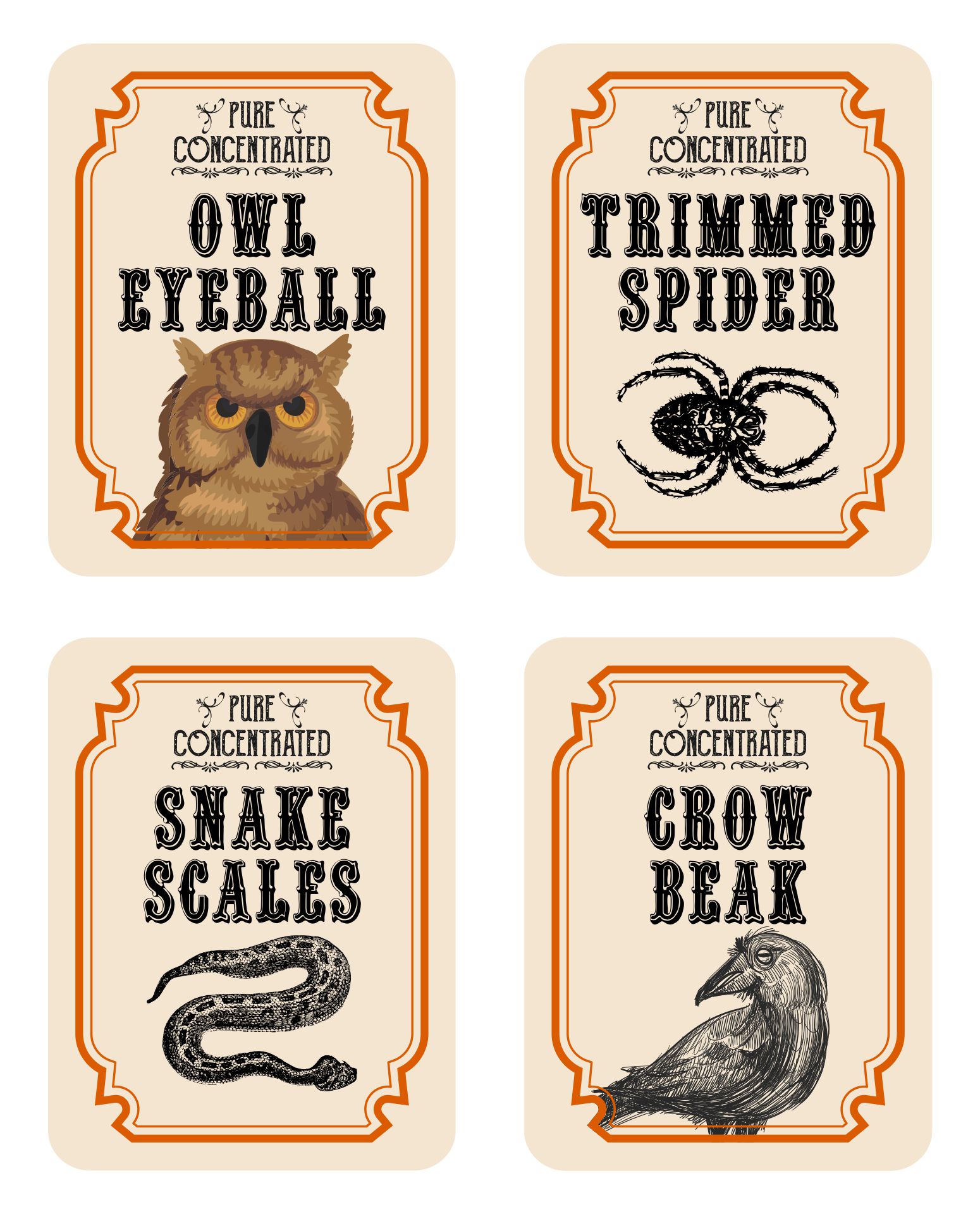 Printable Funny Vintage Halloween Apothecary Labels