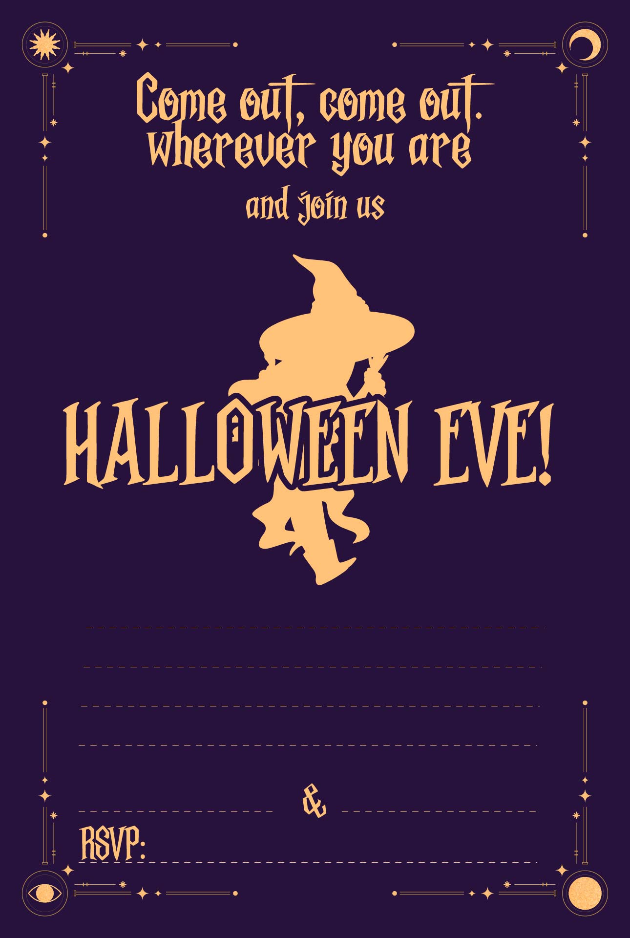 Printable Good Witch Halloween Party Invite