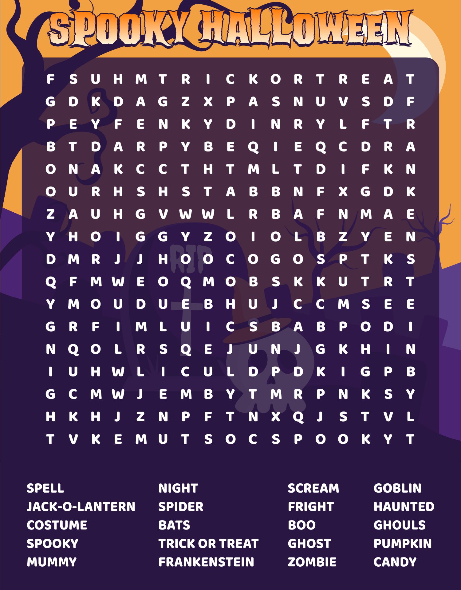 Printable Halloween Activity Sheets Word Search
