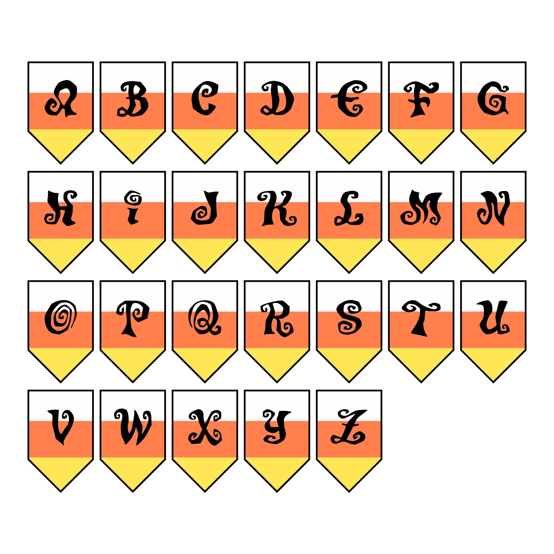 Printable Halloween Banner Candy Corn Letters
