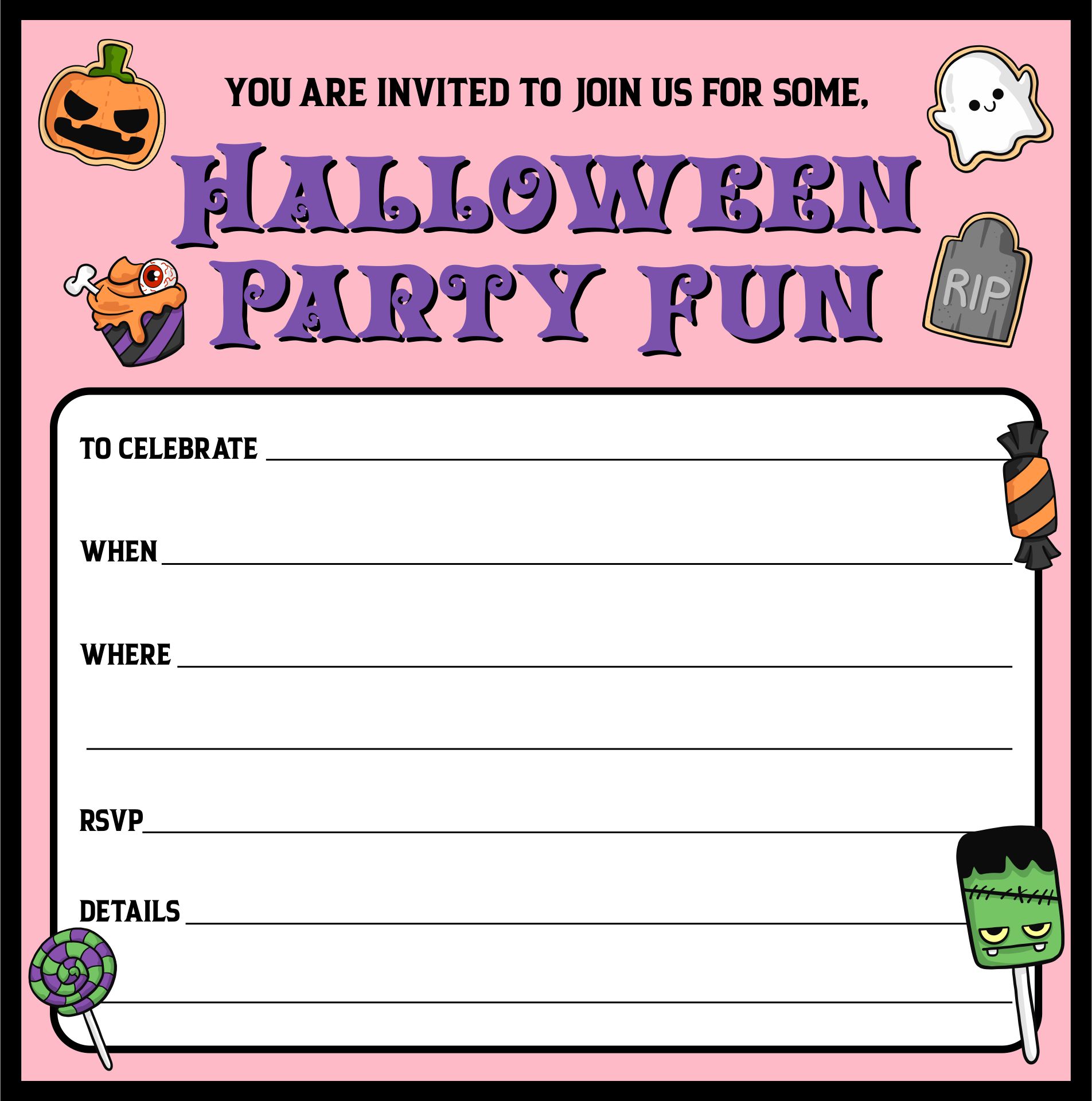 Printable Halloween Bash Invites