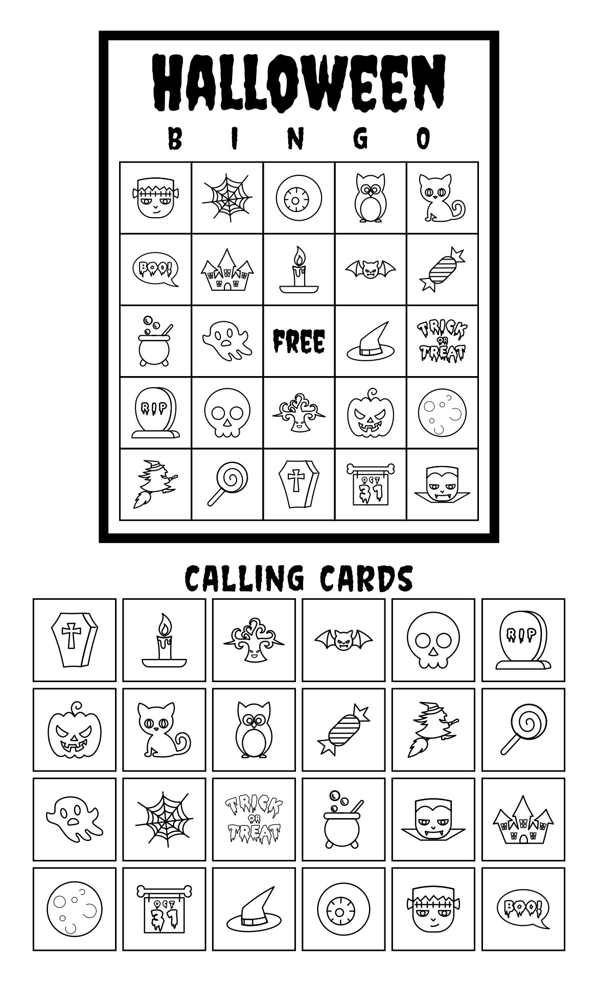 Printable Halloween Bingo Cards And Calling Cards