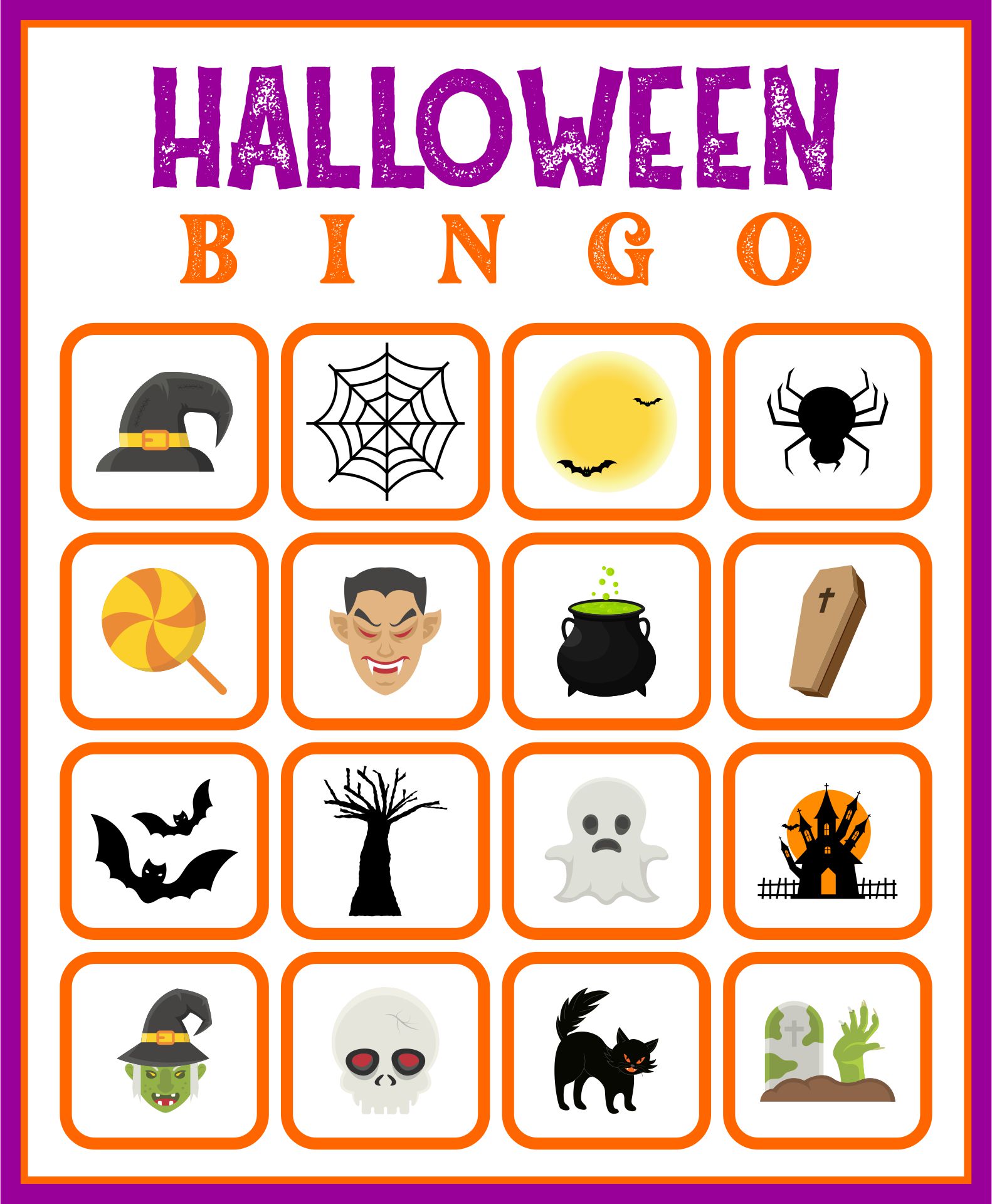 Printable Halloween Bingo Game Family Fun