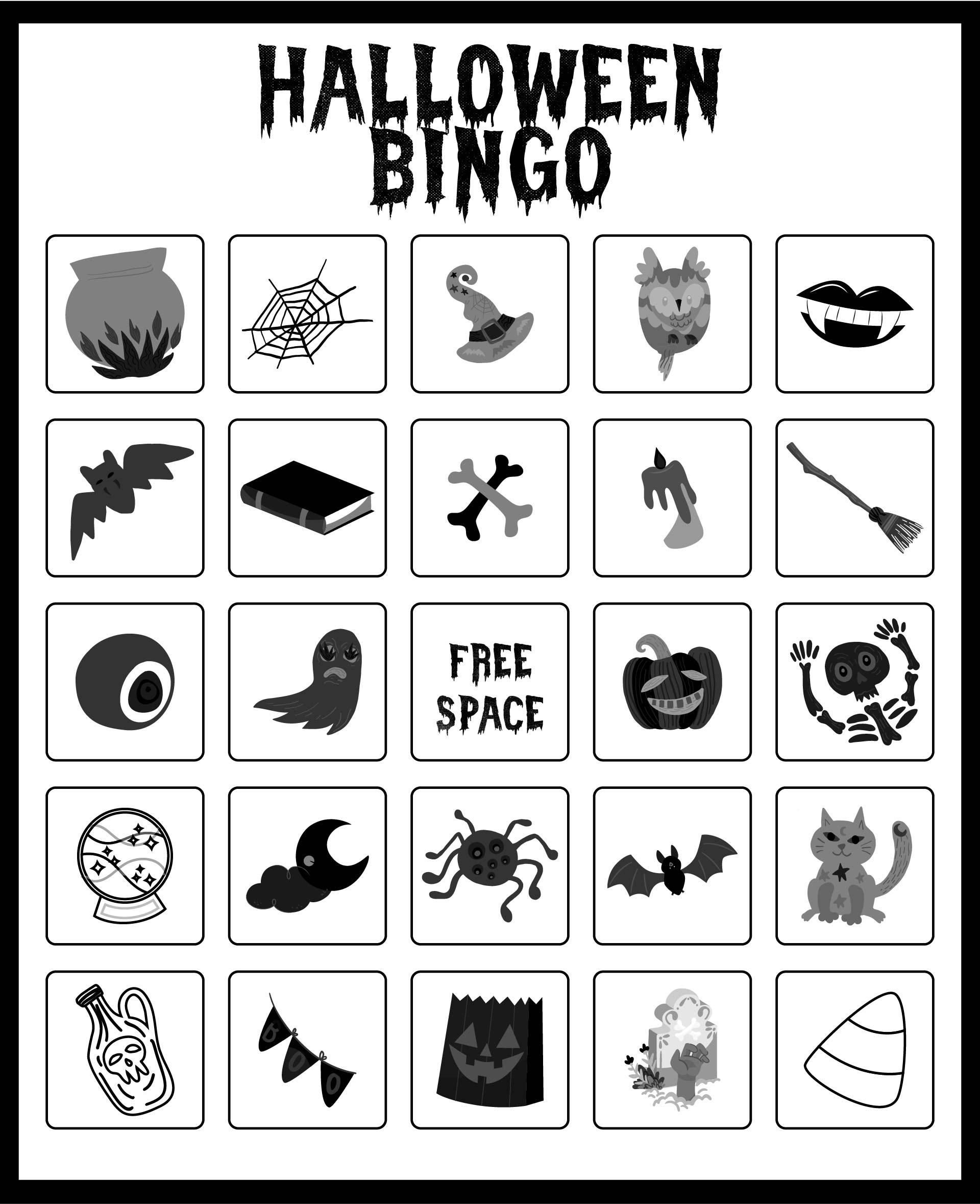 Printable Halloween Bingo Sheet Card