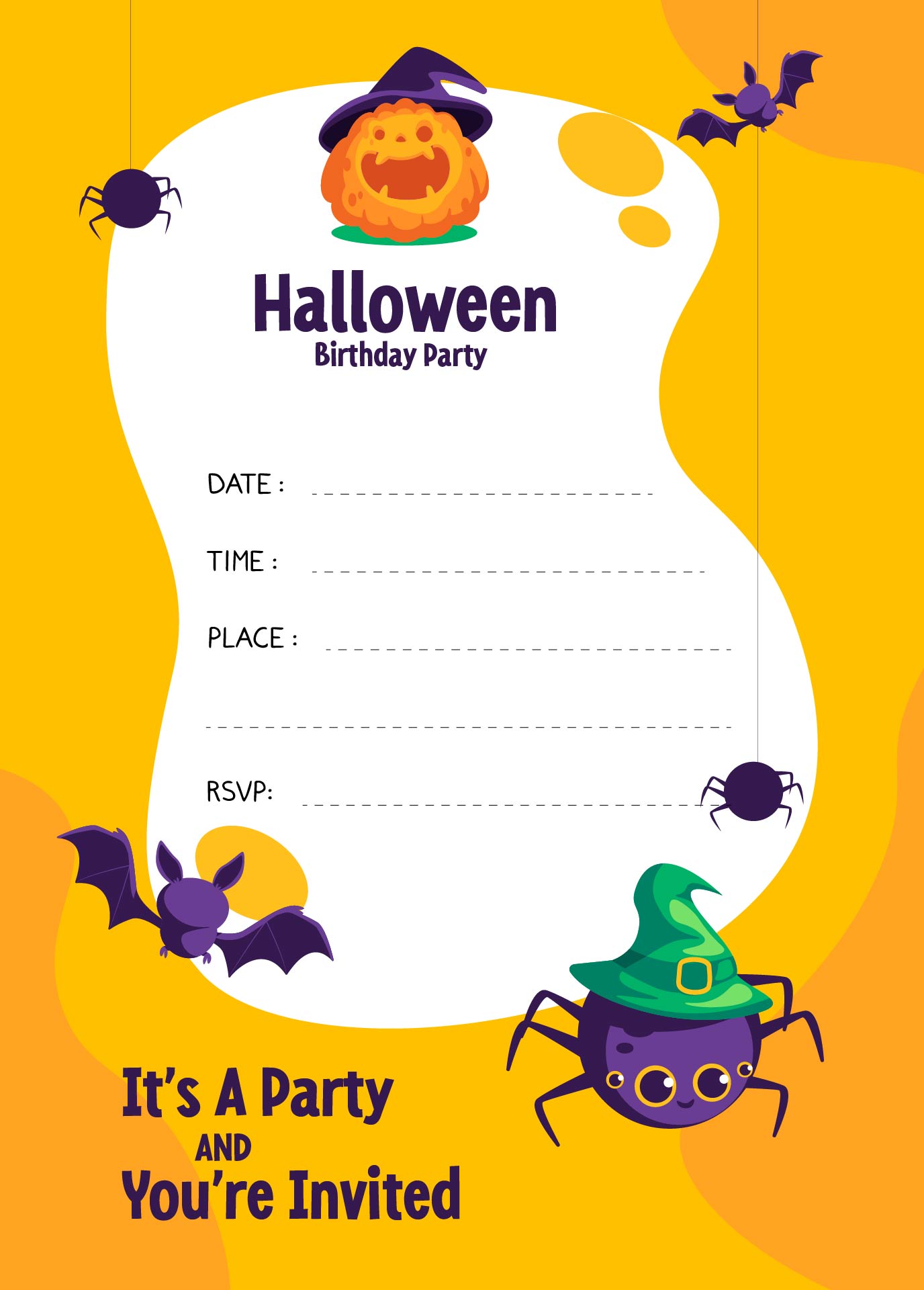 Printable Halloween Birthday Invitation Card