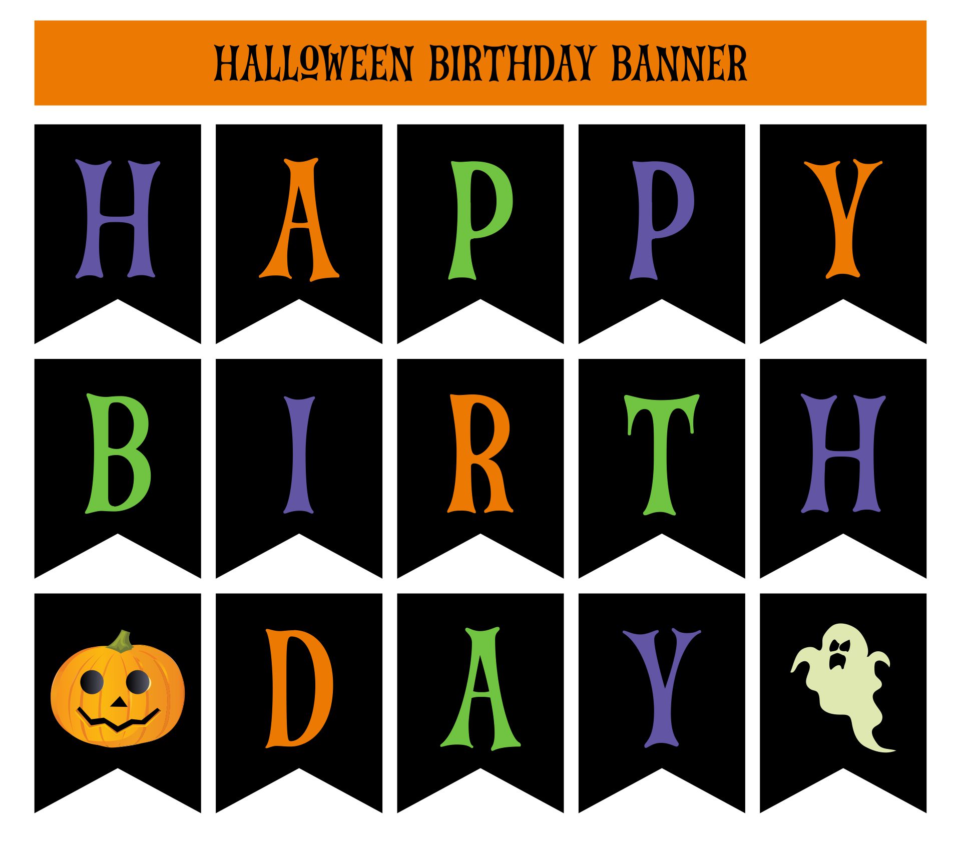 Printable Halloween Brithday Banner Set