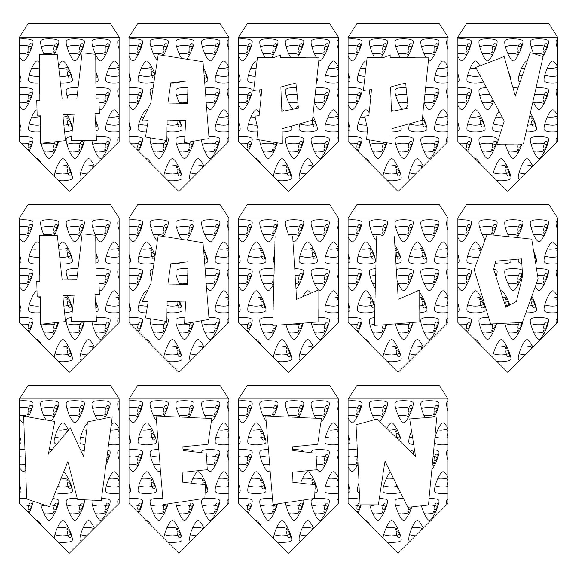 Printable Halloween Bunting Craft For Kids To Color
