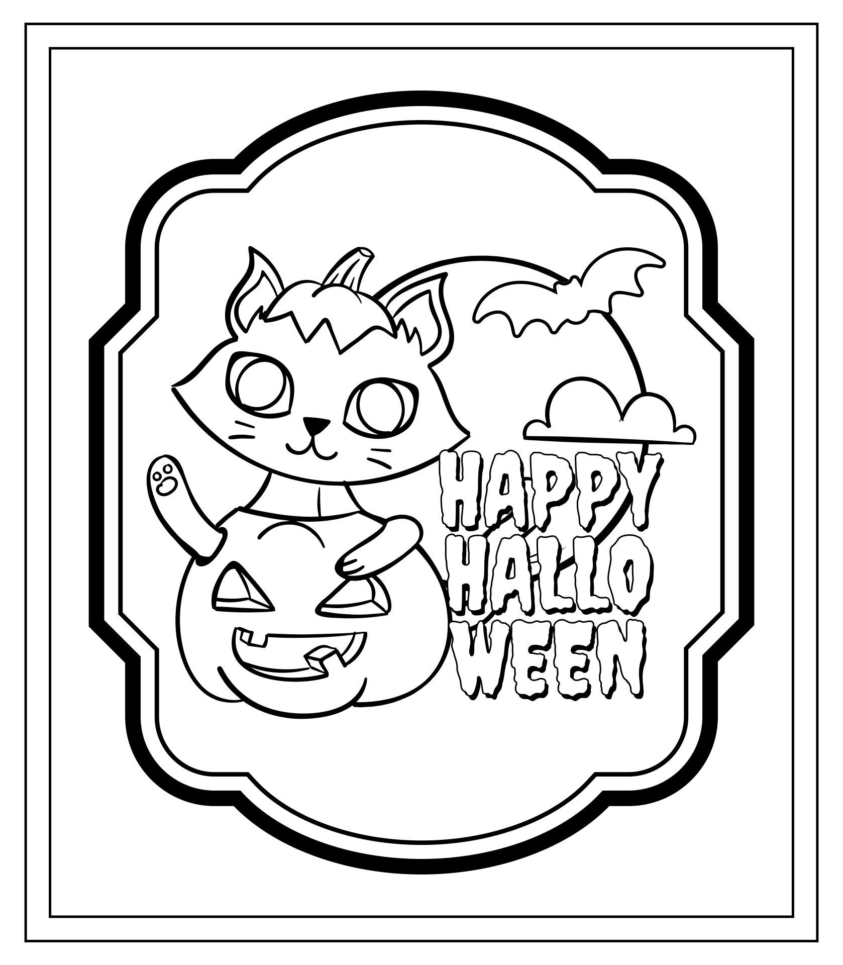 Printable Halloween Coloring Cards