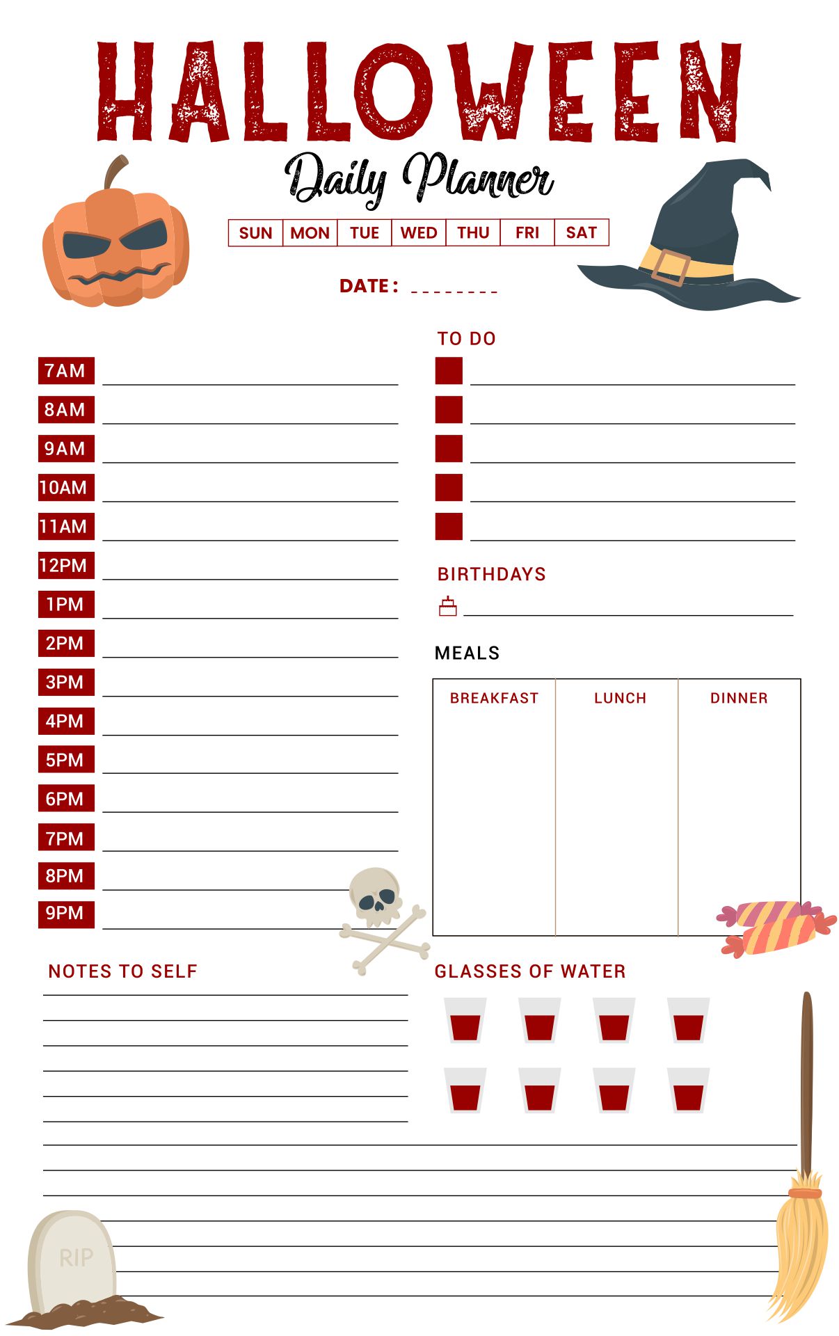 Printable Halloween Daily Planner Template