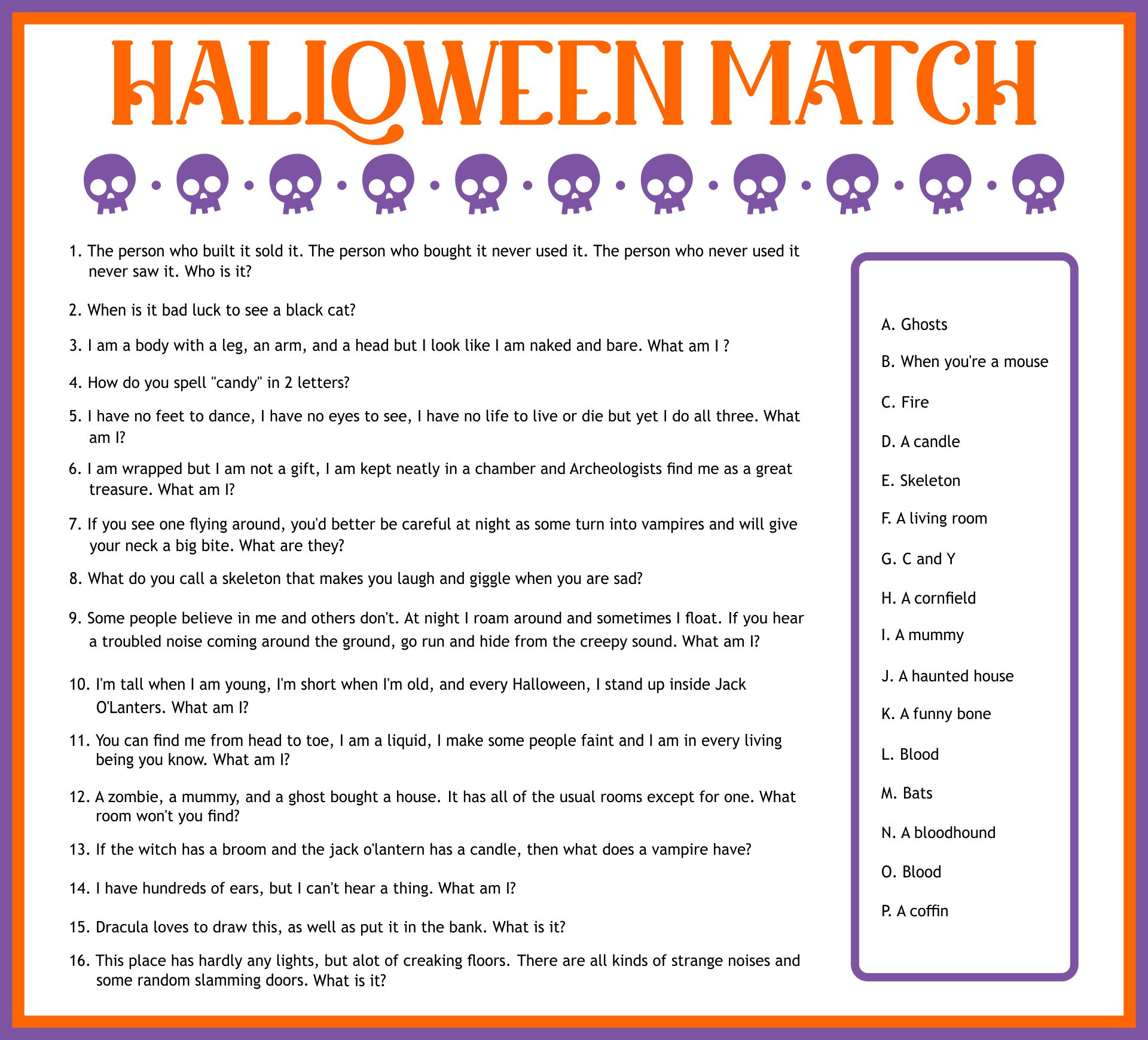 Printable Halloween Games For All Ages